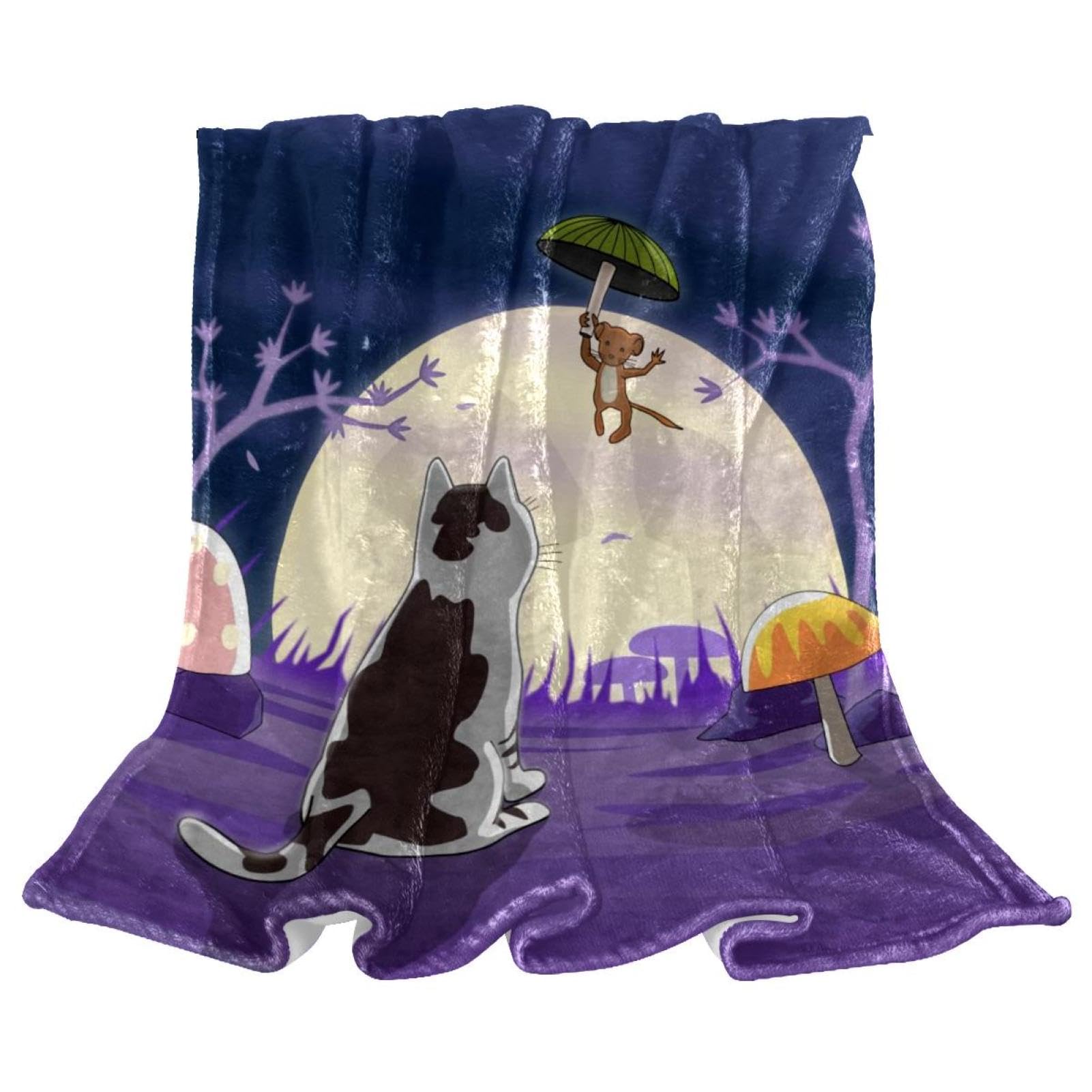 Couverture polaire souris et chat au bureau ou salon pour des soirées cocooning