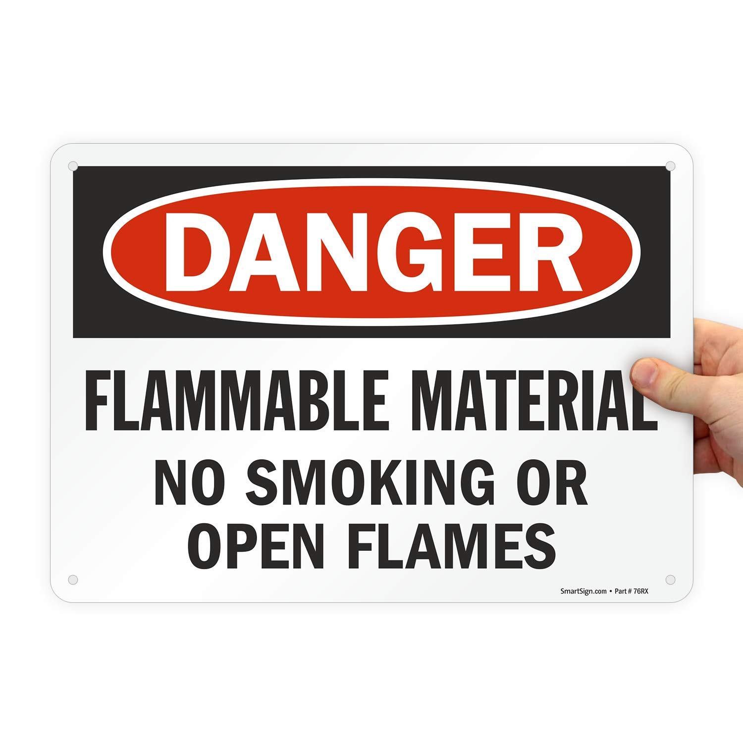 SmartSign "Danger - Flammable Material, No Smoking Or Open Flames" Sign | 10" x 14" Aluminum