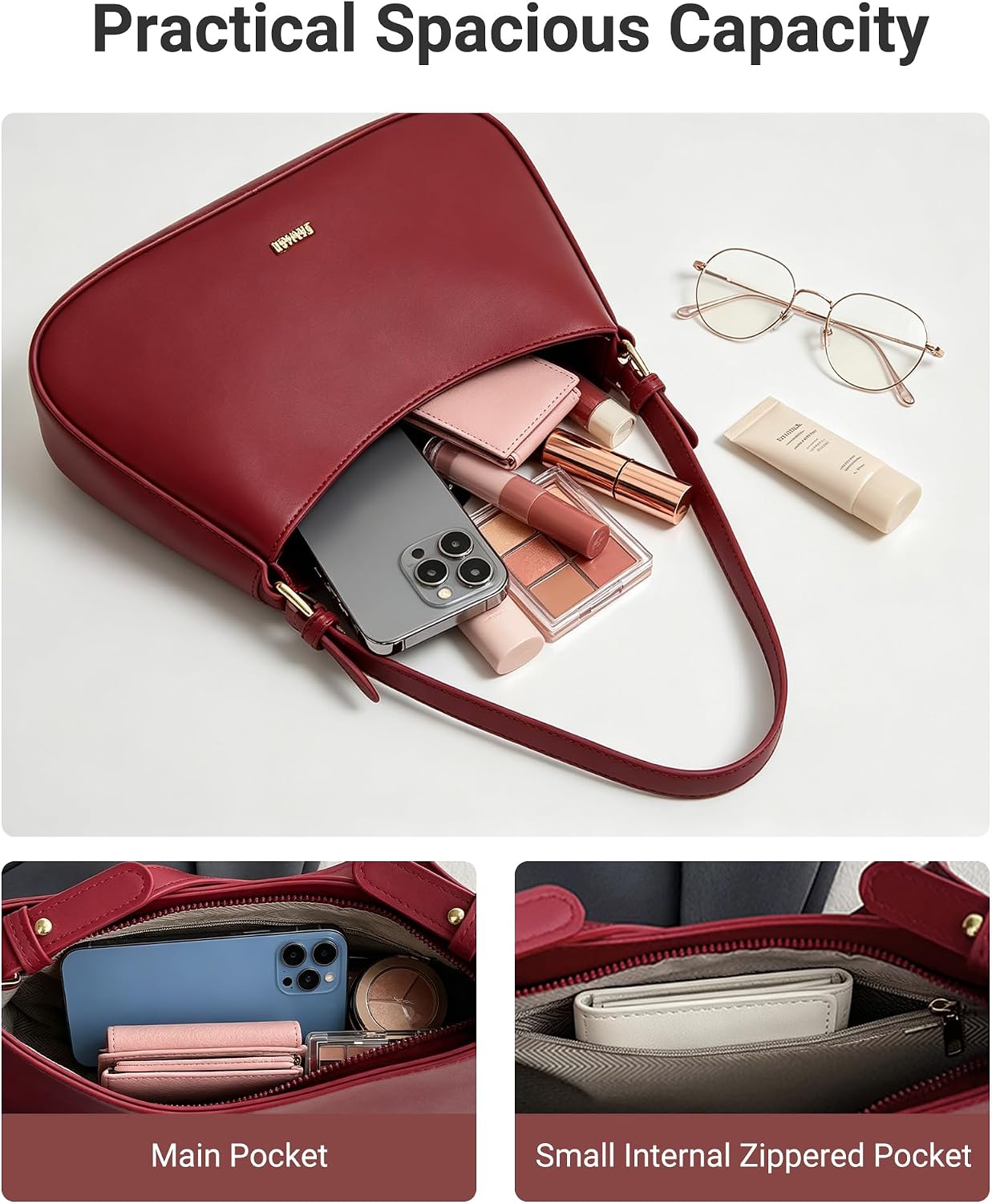 Makukke Small Shoulder Bag, Crossbody Bag - PU Leather, Y2K Vintage Party Handbag image 5