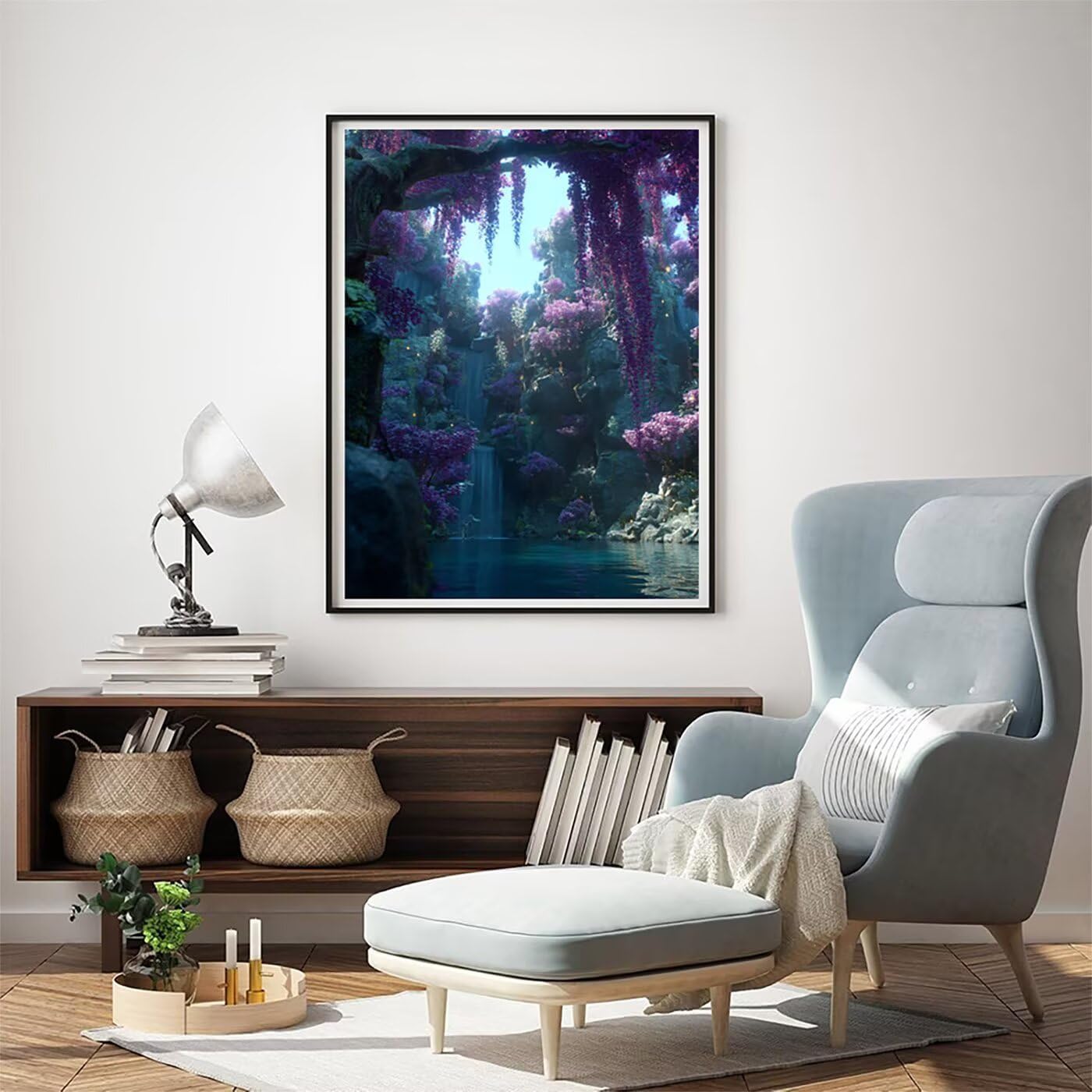 Landschaft See Malen Nach Zahlen Erwachsene, Paint by Numbers Adult Anfänger Set, Heimwerk Malen Nach Zahlen Kinder Mit Rahmen, 3 Pinsel und 36 Acrylfarbe Als für Deko Wohnzimmer 60 x 80 cm BJHDK530