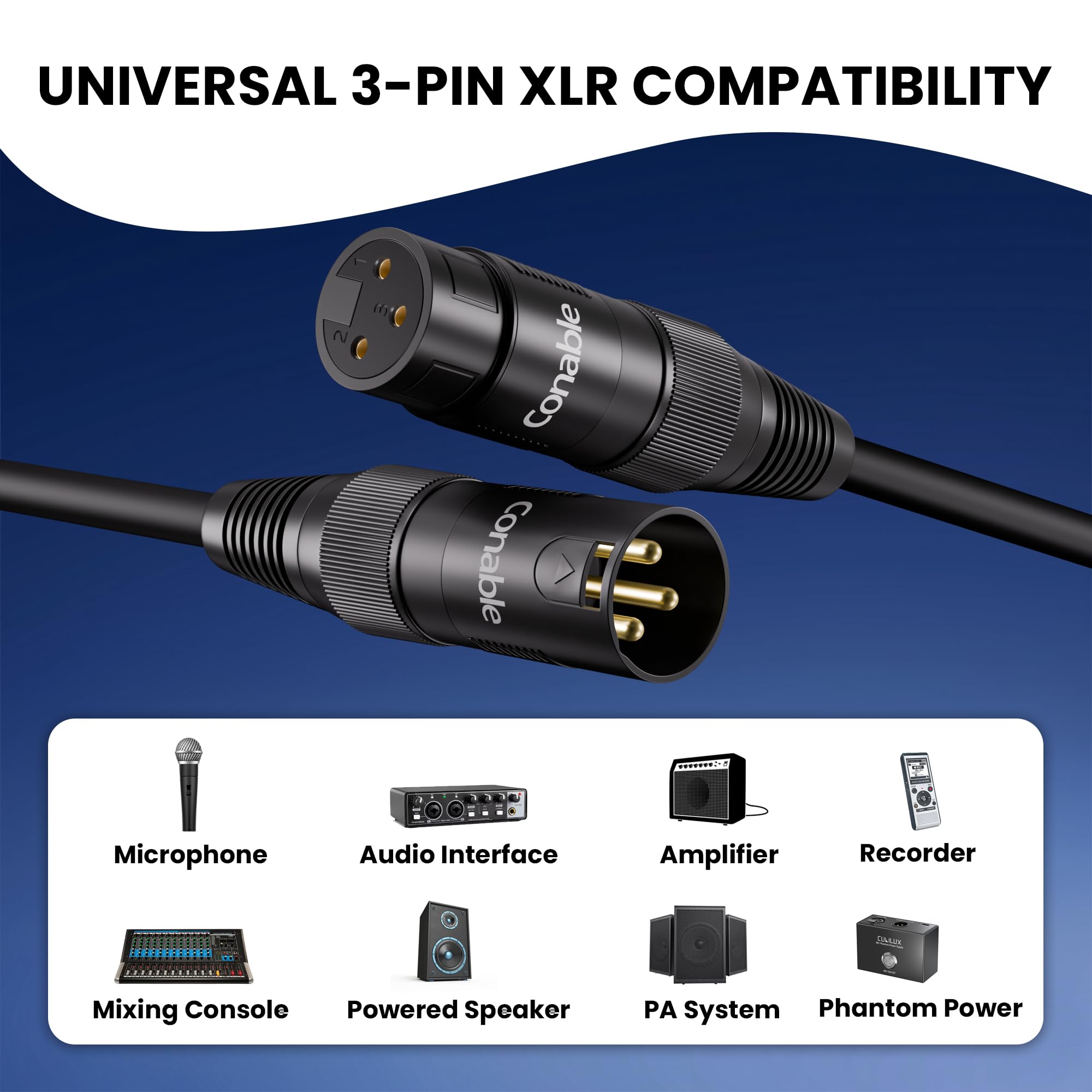 Cavi XLR a XLR (9,5 m ciascuno, confezione da 4), cavo microfono a 3 pin maschio a femmina, cavo schermato bilanciato, anelli codificati a colori, pin placcati oro, 22 AWG OFC, per mixer, altoparlanti