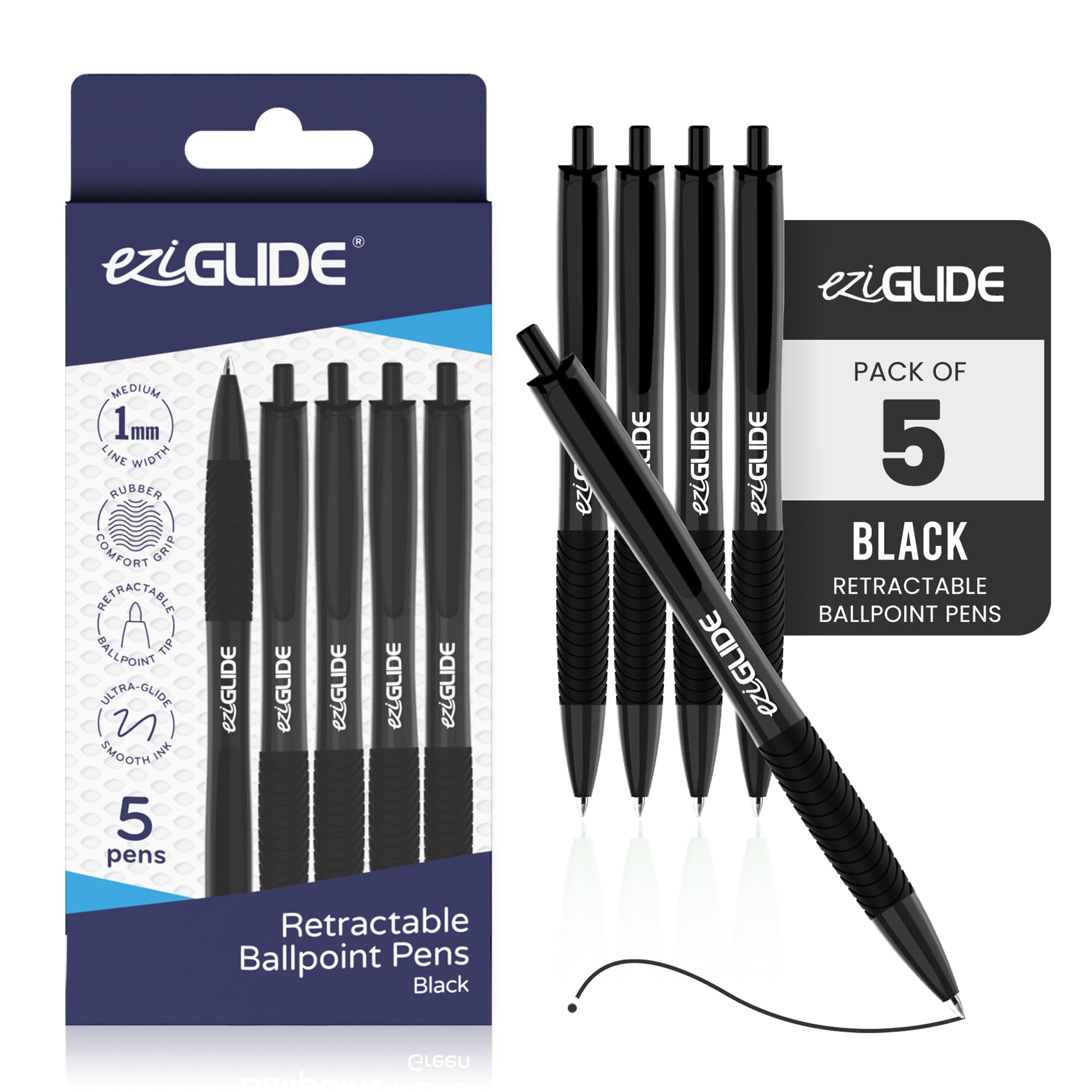 Eziglide 10-Pack Ballpoint Purple Pen Set - Medium Point 1.0mm for Effortless Writing & Comfortable Grip - Ball Point Pens Ideal for School, Exams, Home or Work Stationery Supplies — view 26