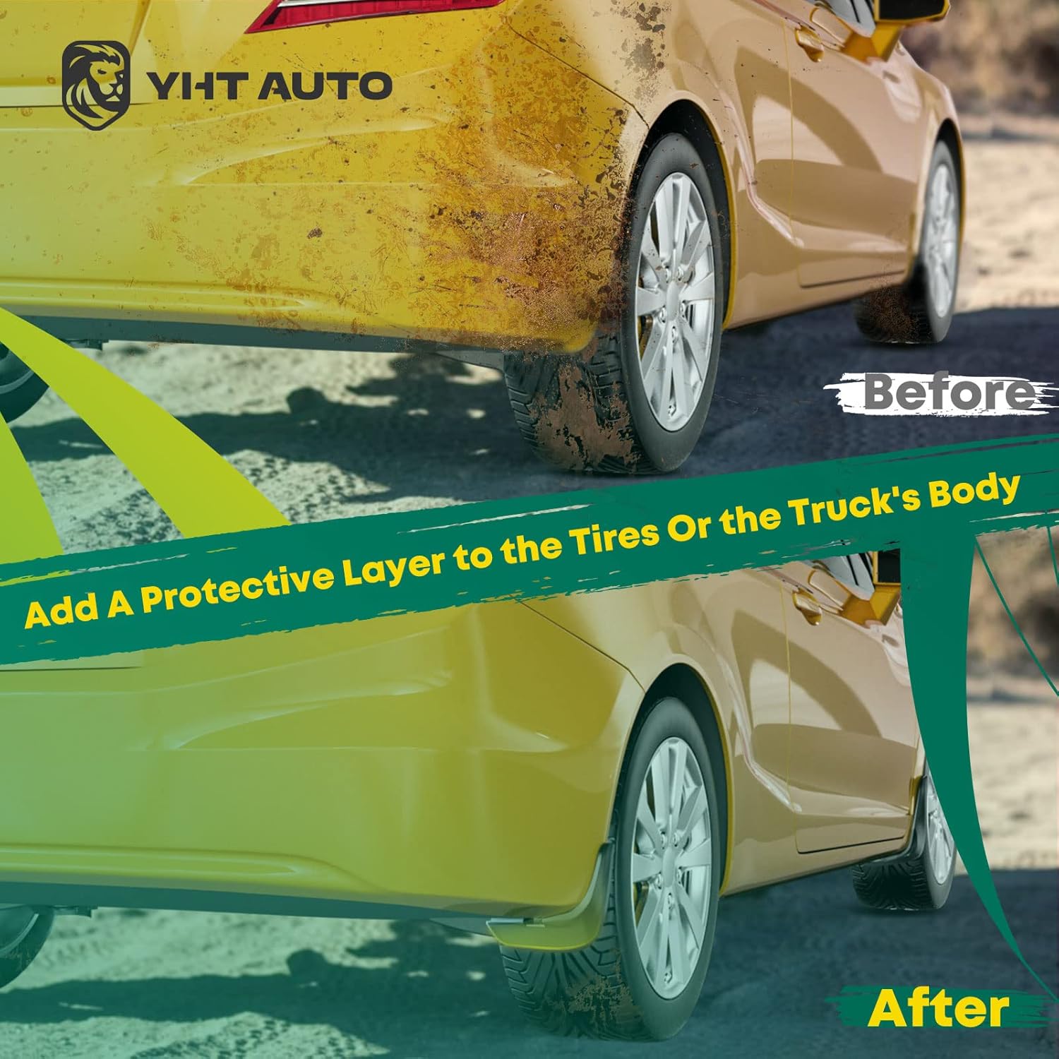 YHTAUTO Set of 4 Mud Flaps Splash Guards Accessories Replacement for Toyota Corolla Base CE L LE XLE Models 2009 2010 2012 2013 Sedan, Front and Rear LH RH, Black