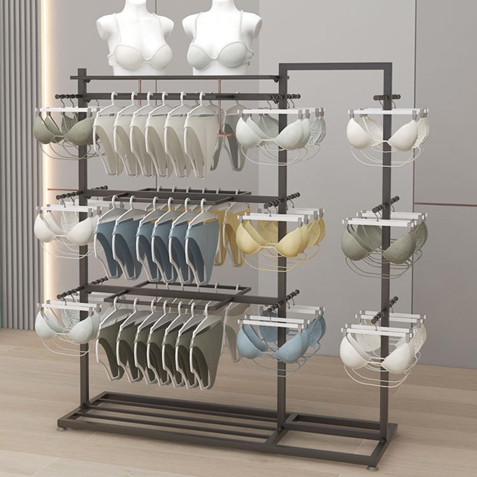 CENAP Underwear Display Stand Metal, Combination Bra Panty Socks Storage Rack Retail Store Clothing Hangers for Farmers Markets, Shopping Malls