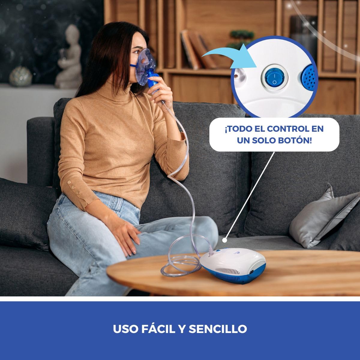 Mobiclinic®, Nebulizador con compresor, Portátil, Para niños y adultos, Bolsa de transporte. mini, Tratamiento enfermedades respiratorias, Máscaras varios tamaños, 5 filtros aire (Neb-1)