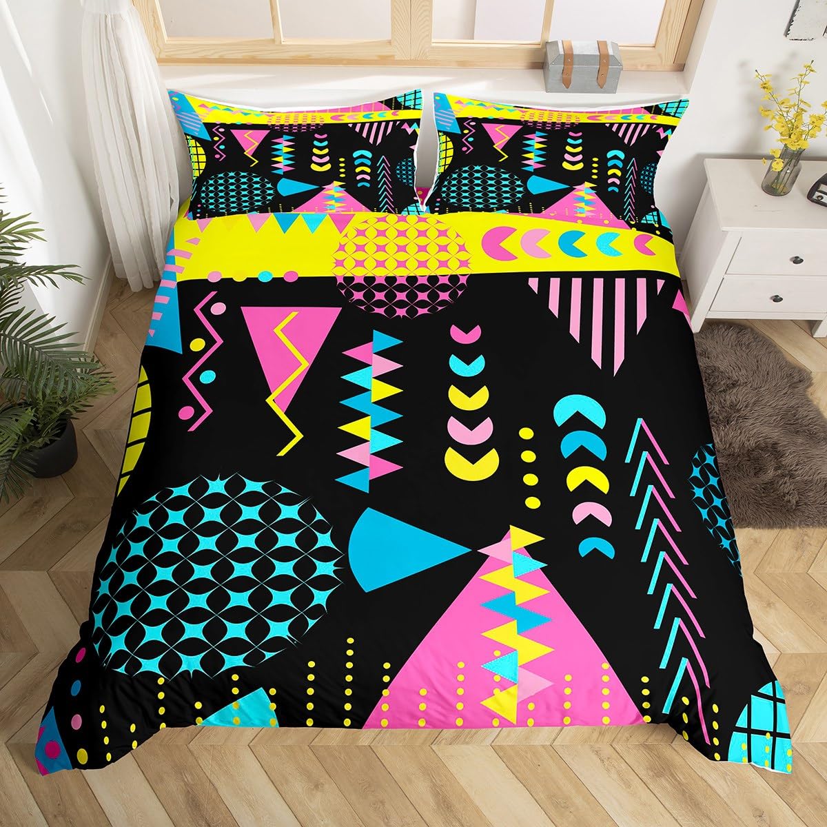Parure de lit 3 pièces Memphis en polyester doux aux finitions soignées