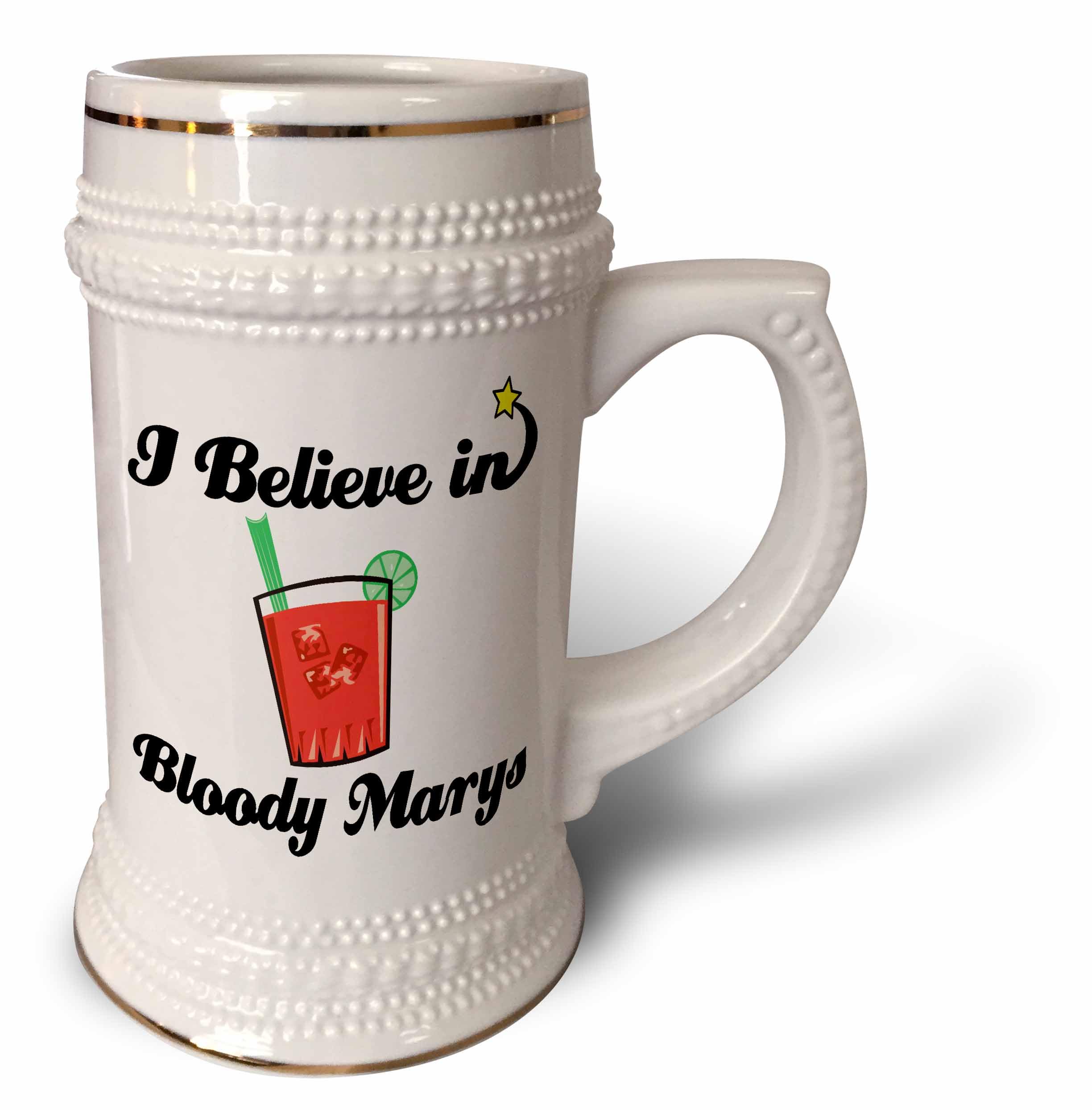 Taza stein Believe In Bloody Marys de 22 oz blanca cerámica para cóctel y coleccionistas
