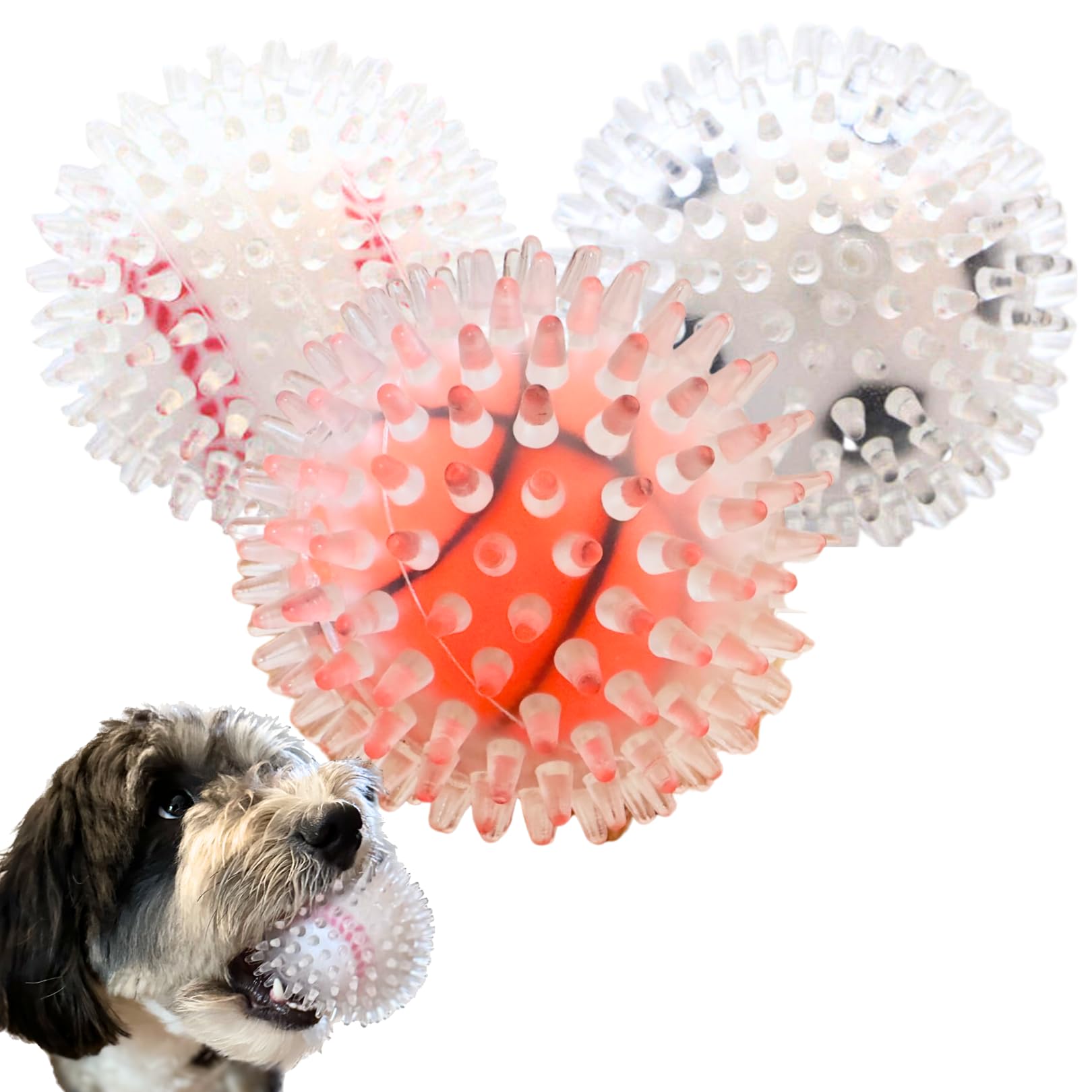Puppy Party 3 5 Squeaky Spiky Dog Balls 3 Pack - Premium Durable Non-Toxic Rubber Double Layered for