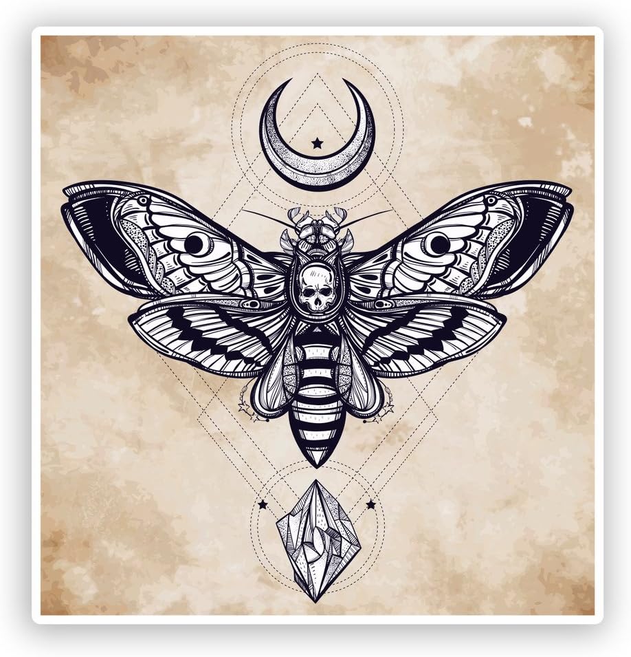 2 x 30cm/300mm Moth with Skull Vinyl Stickers Scary Horror #7411