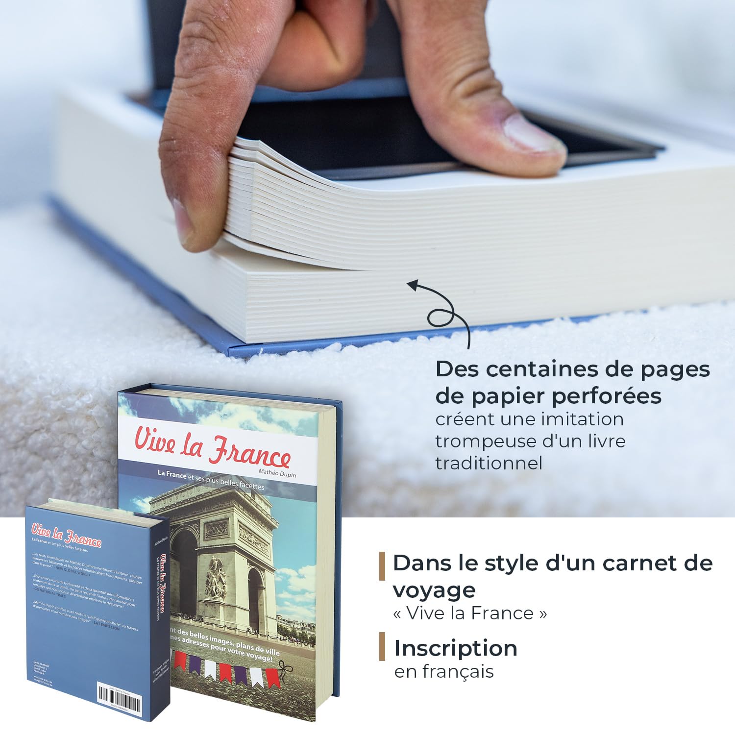 HMF 80925 Livre coffre-fort, Caisse à Monnaie camouflée, Pages de Papier Originales, 23 x 15 x 4 cm