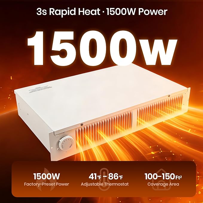 Calefactor Eléctrico de Zócalo 1500W 240V con Termostato y Calentamiento Rápido miniatura 3