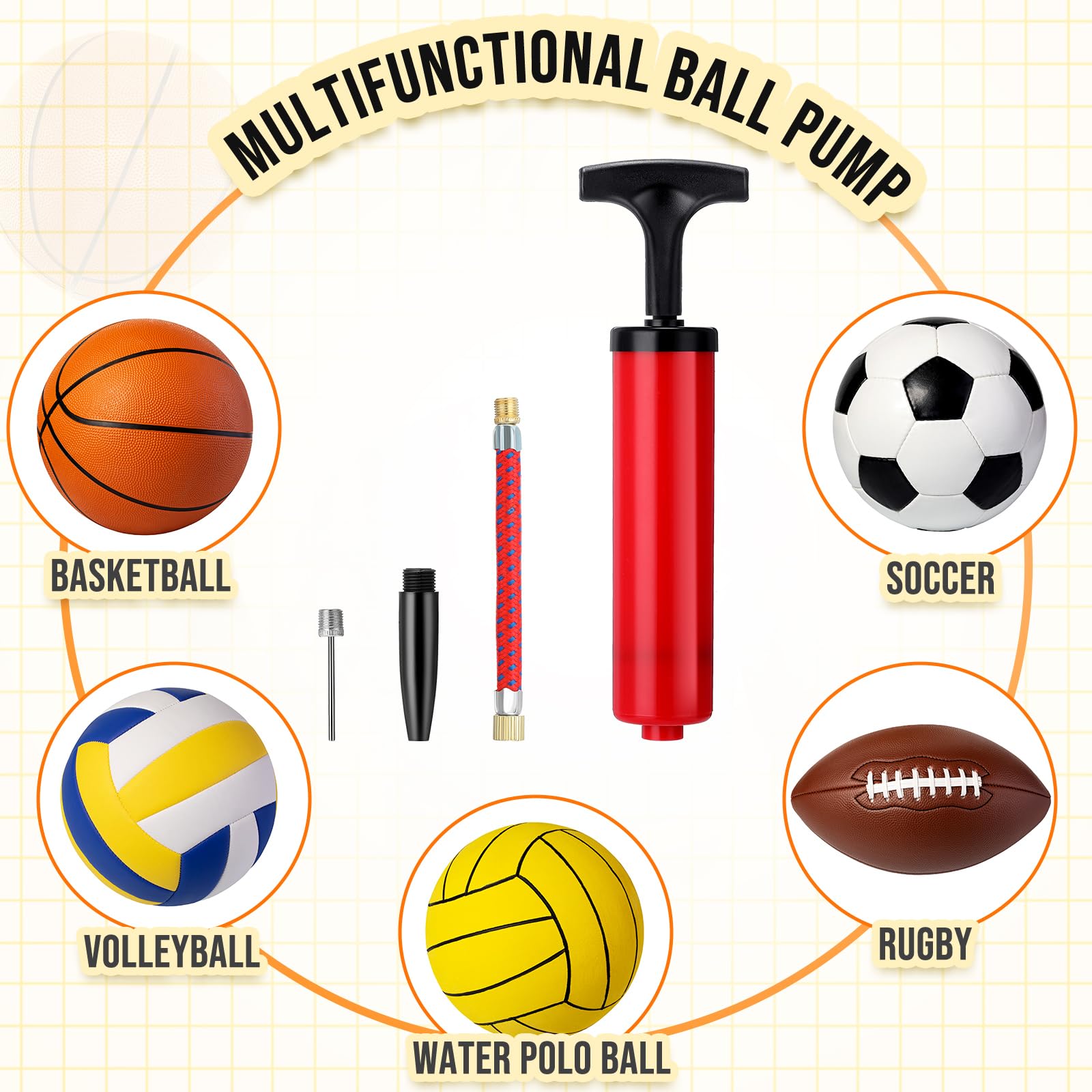 Jerify Kits de bomba de pelota deportiva de 8 pulgadas con agujas