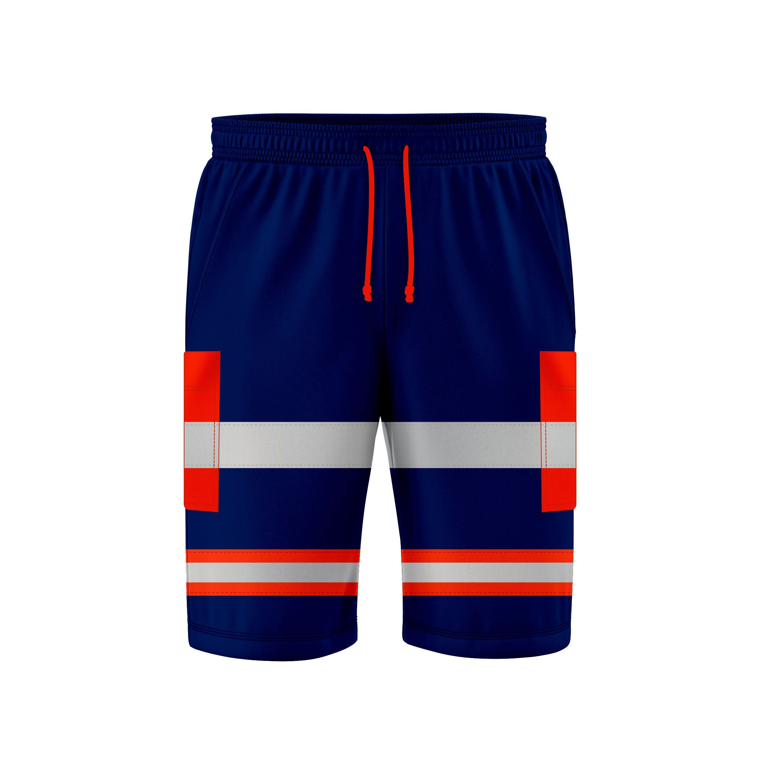 NOROZE Men’s Hi Vis Work Shorts – Reflective High Visibility Cargo Shorts with Multiple Pockets – 3/4 Jogger-Style Utility Bottoms for Construction, Security, Warehouse, Site & Outdoor Use