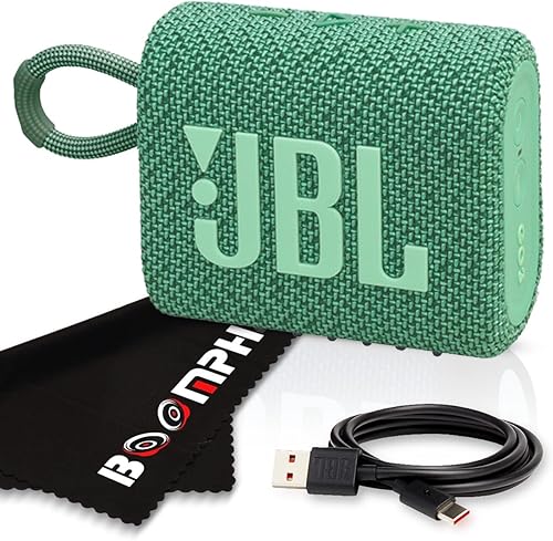 JBL Go 3 - Altavoz inalámbrico Bluetooth portátil, IP67 impermeable y resistente al polvo, batería incorporada - Eco Green- Solución integral de