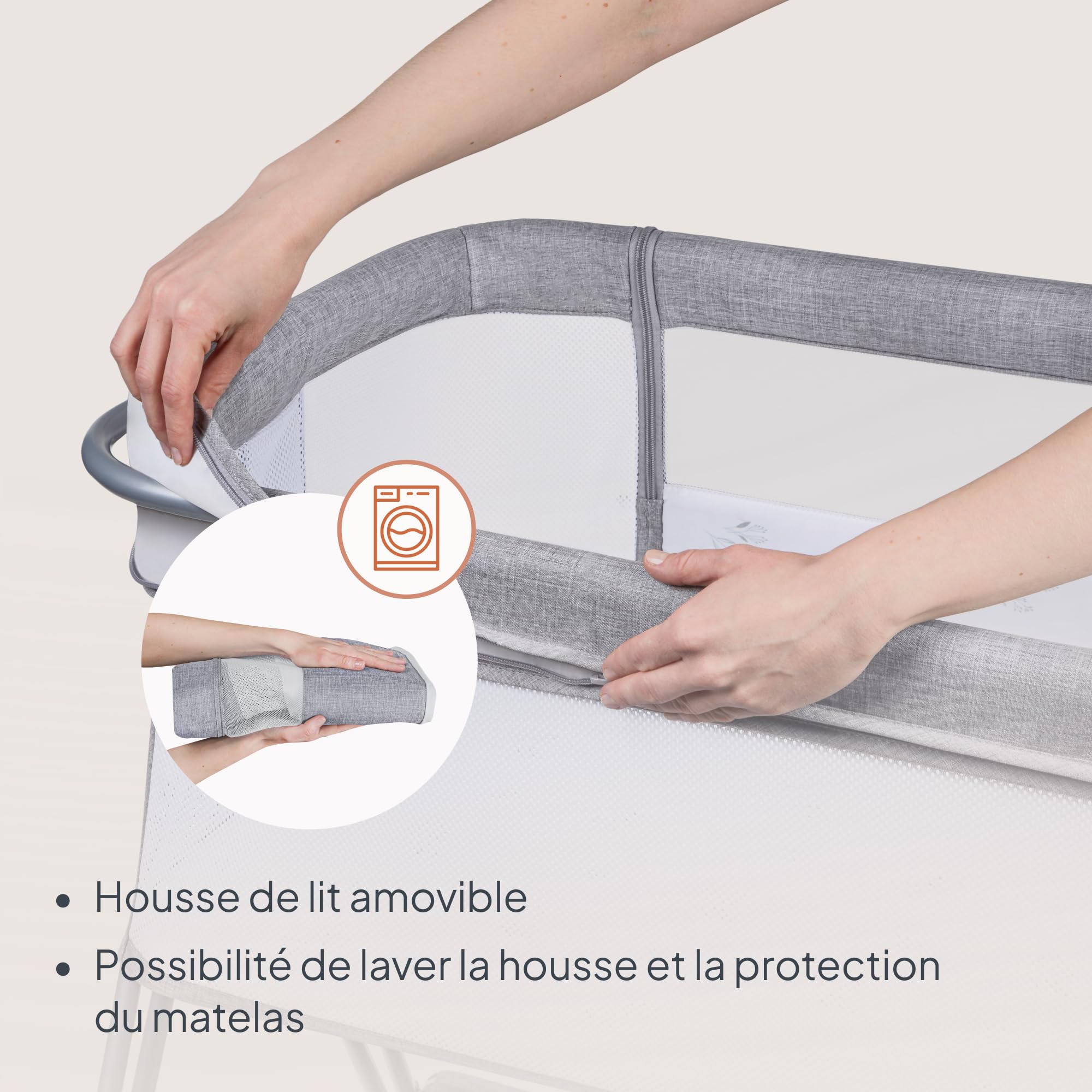 lionelo Luna, lit Bebe indépendant, cododo avec Matelas, co-Sleeping, du Nouveau-né à 9 kg. Hauteur et Inclinaison réglables, 4 Roues avec Blocage, Fixation au lit des Parents, aéré