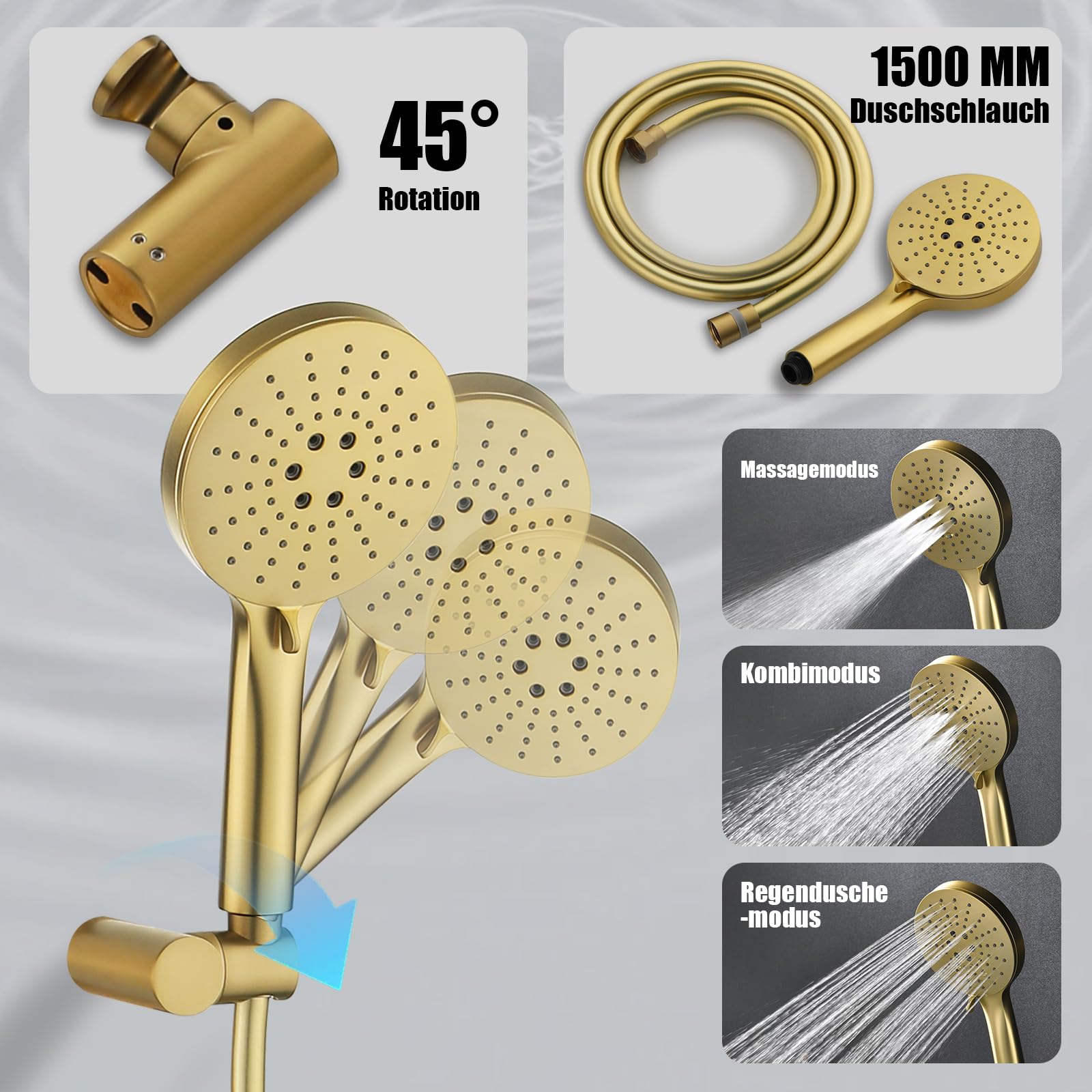 d Bateria wannowa z prysznicem ręcznym, wodospad, mosiężny zestaw prysznicowy z 3 funkcjami, wąż 150 cm, armatura łazienkowa do spa