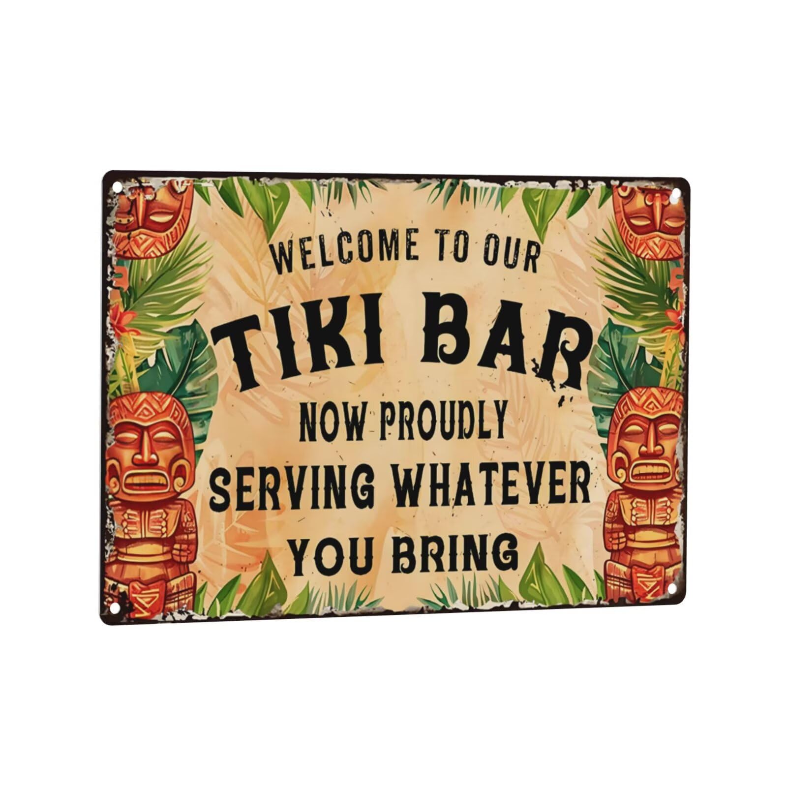 Tiki Bar Metal Tin Sign Welcome to Our Tiki Bar Bar Sign For Home Bar Cafe Pub Kitchen Restaurants 12x8 Inch
