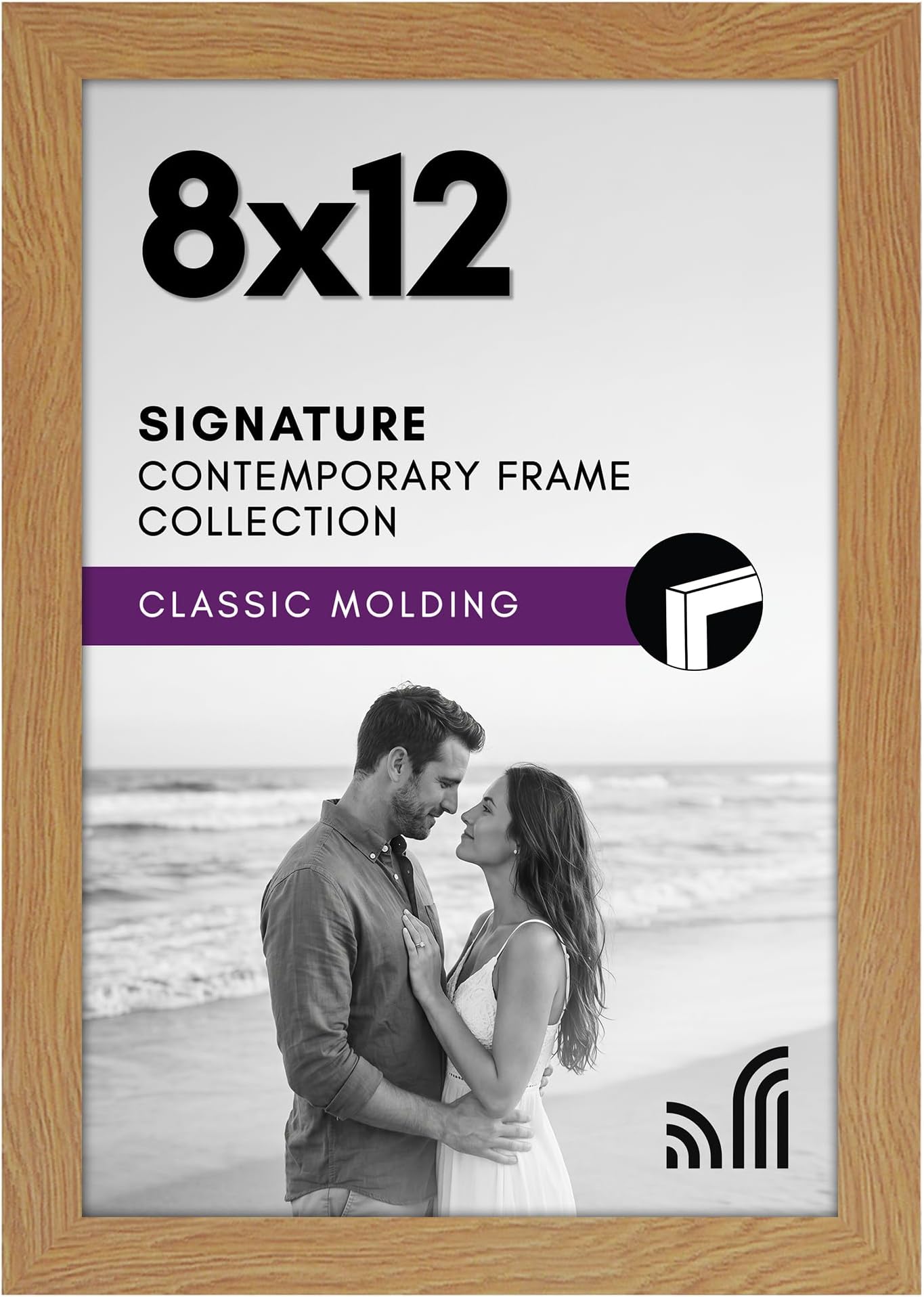 Americanflat 8x12 Picture Frame with Shatter-Resistant Glass - Gallery Style Frame with Engineered Wood - Signature Collection - Photo Frame for Tabletop and Wall Display - Dark Oak