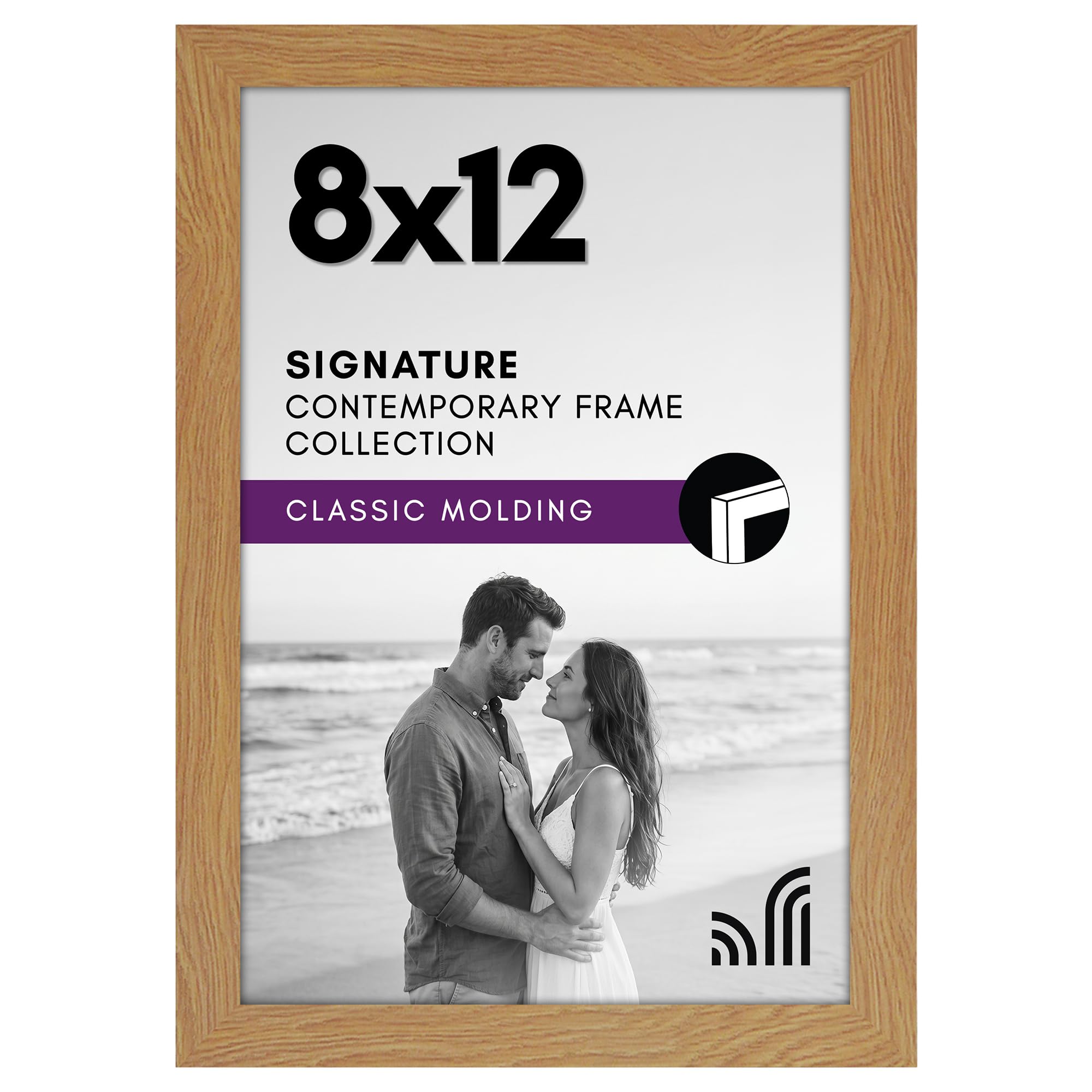 Americanflat 8x12 Picture Frame in Dark Oak - Photo Frame with Engineered Wood, Shatter Resistant Glass, and Easel for Wall and Tabletop