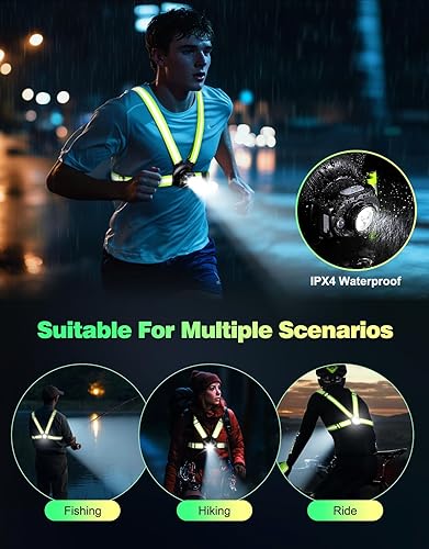 Miniatura 7 de Luces de correr para corredores, 500 lúmenes de luz de correr con inclinación ajustable de 45, chaleco reflectante de 360 y equipo de seguridad