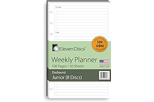 Discbound Paper, Junior Size Undated Weekly Planner Sheets