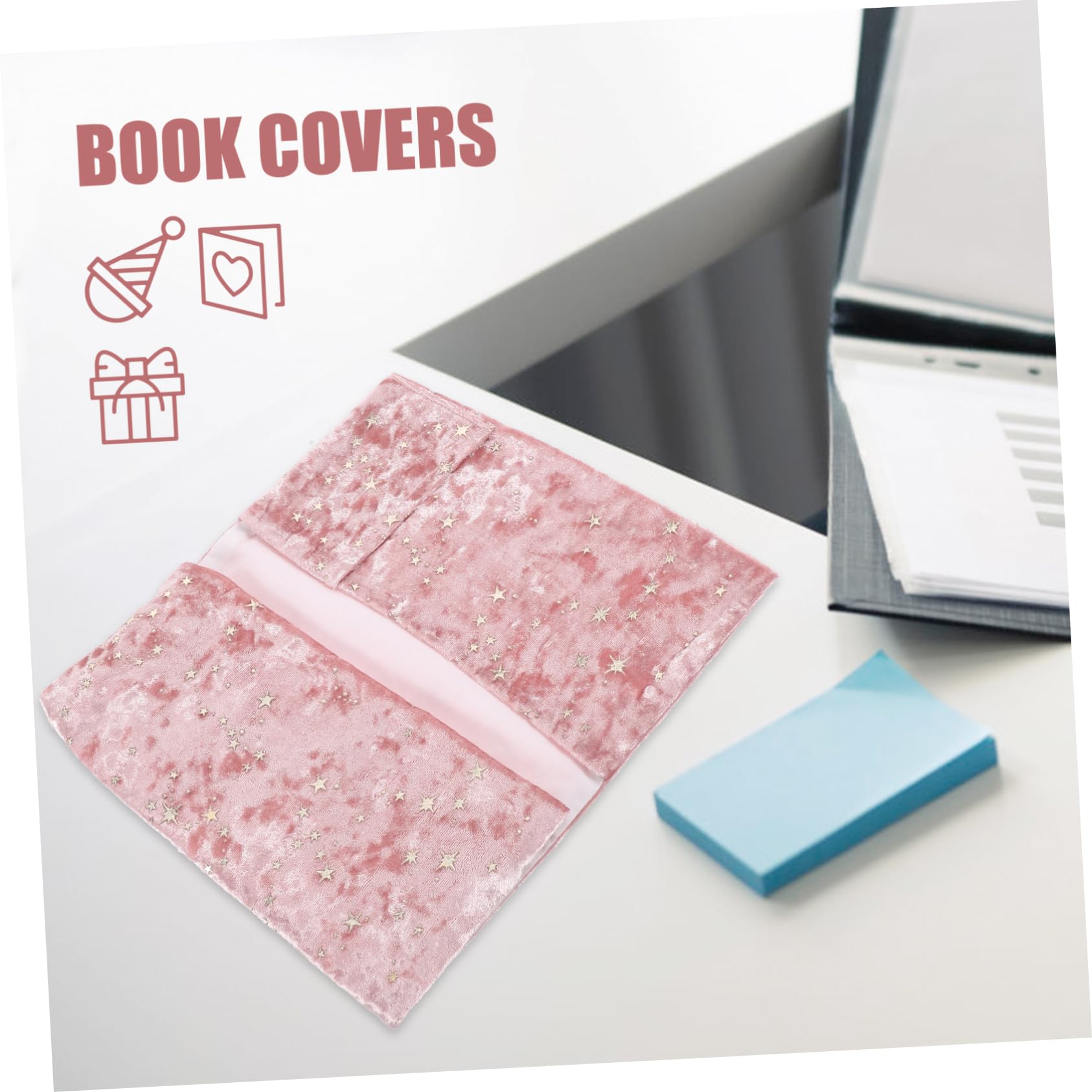 TEHAUX 3 Pezzi arredamento creativo del libro copertura libro resistente copertura libro antipolvere copertine protettive trasparenti per libri Book Protector con cerniera stoffa rosa
