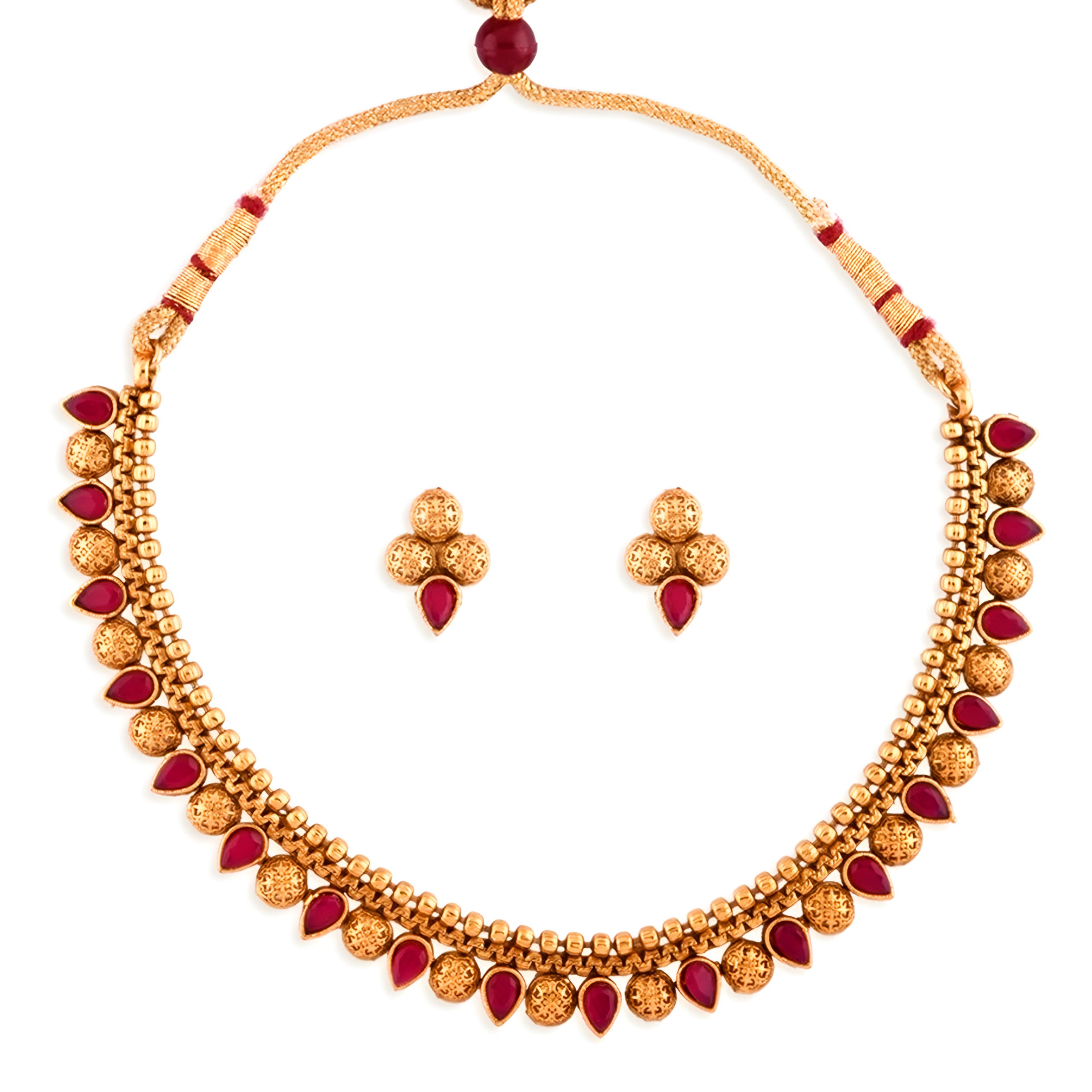 Jewellery Set For Women Gold Plated Temple Traditional Earrings Jewellery Set For Women Girls