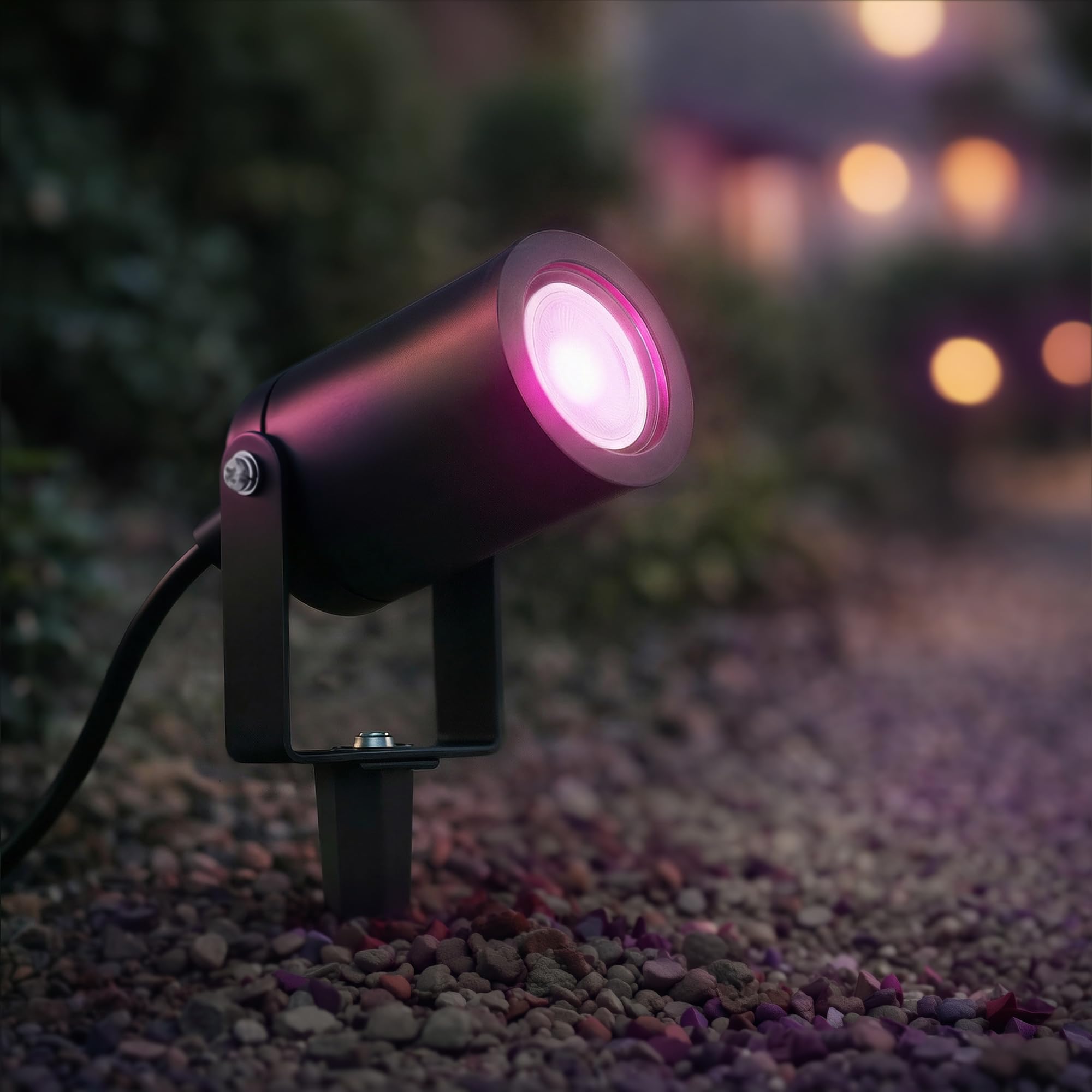 SSC-LUXon KALOA 4x Gartenstrahler mit Erdspieß IP44 - Pflanzenstrahler mit GU10 SMART Lampe 5W RGB WLAN 3CCT - Indirekte Baumbeleuchtung