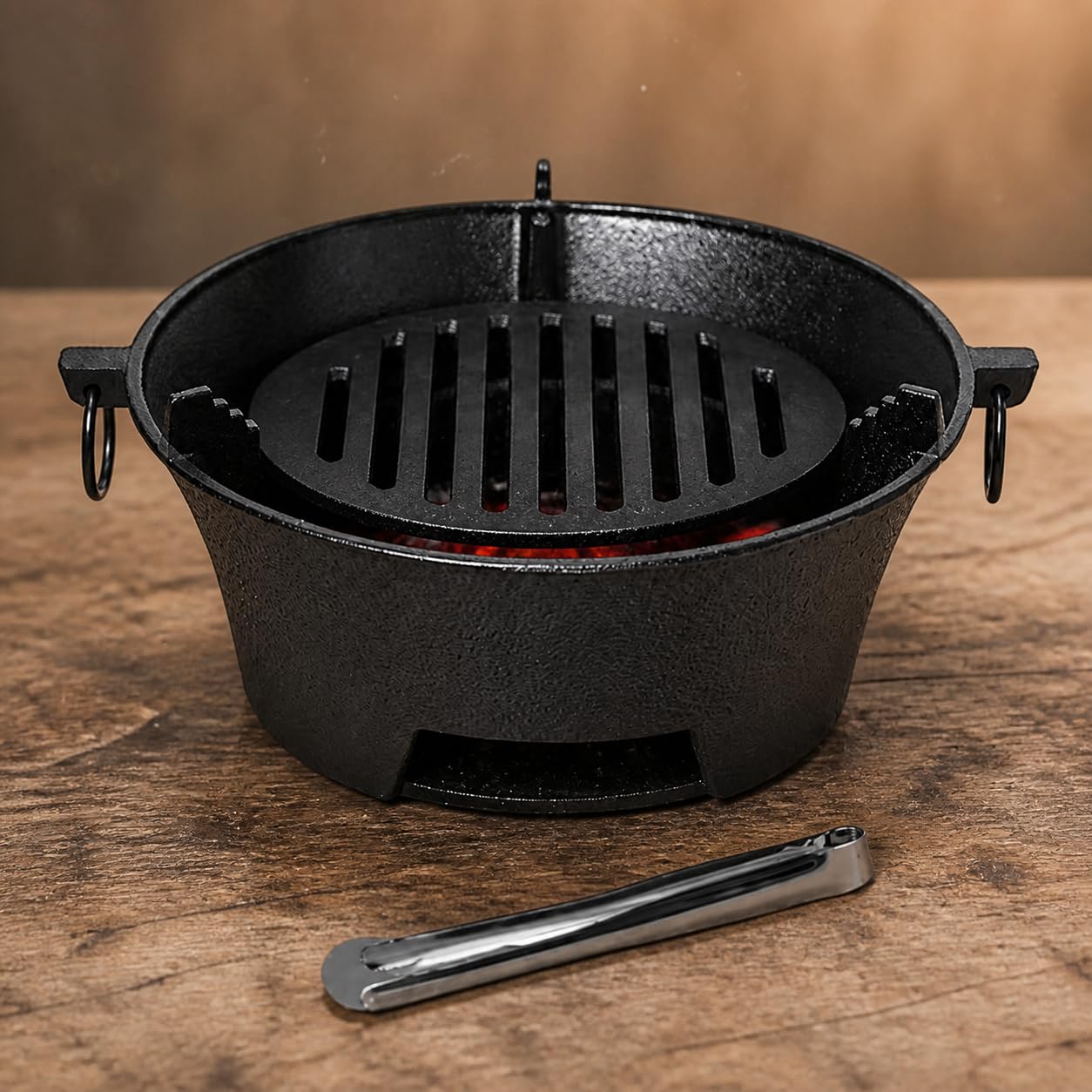 Griglia a Carbone Multifunzionale Ghisa, 32cm stufa+griglia