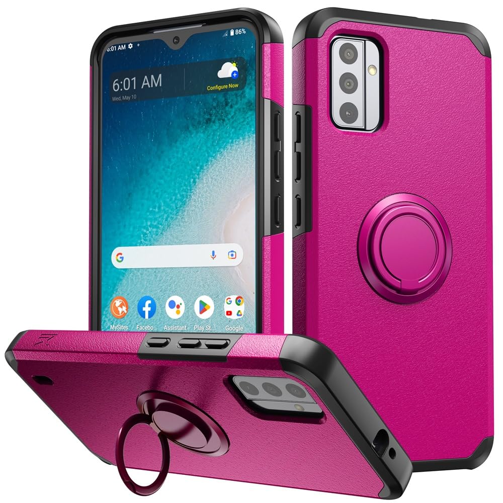 HRWireless Compatible for Nokia C210 Case with Full Rotating Ring Stand [Tough] Ultra Strong [Shockproof] Dual-Layer Slim Hybrid with Minimalistic Design Cover for Ultimate Protection