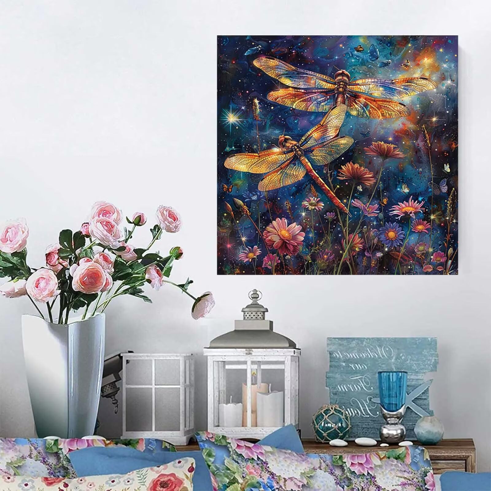 5D Diament Malarstwo Ważka Malarstwo Numery Dorosły, Diament Malarstwo Dorosły Kwiat, DIY Hobby Kreatywny Zestaw Dorośli, Numer Malarstwo Rhinestone Zestaw Ścieg Krzyżowy, Świąteczna Dekoracja Prezent