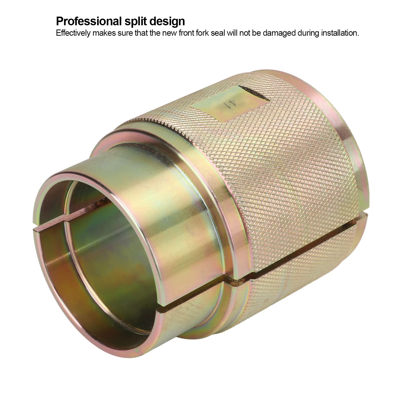 KIMISS Strumento per Driver per Paraolio Forcella, Strumento per Driver per Paraolio a Forcella Rovesciata per Motocicletta Design Diviso in Acciaio al Carbonio Universale per la(41mm/1.61in)