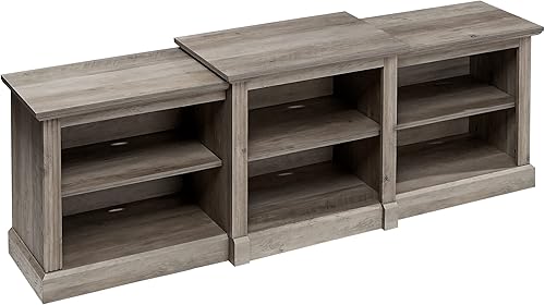 Miniatura 13 de ROCKPOINT Moderno soporte de consola asimétrico de 2 puertas para televisores de hasta 58 pulgadas, 52 pulgadas, color blanco Blanco,Carbón