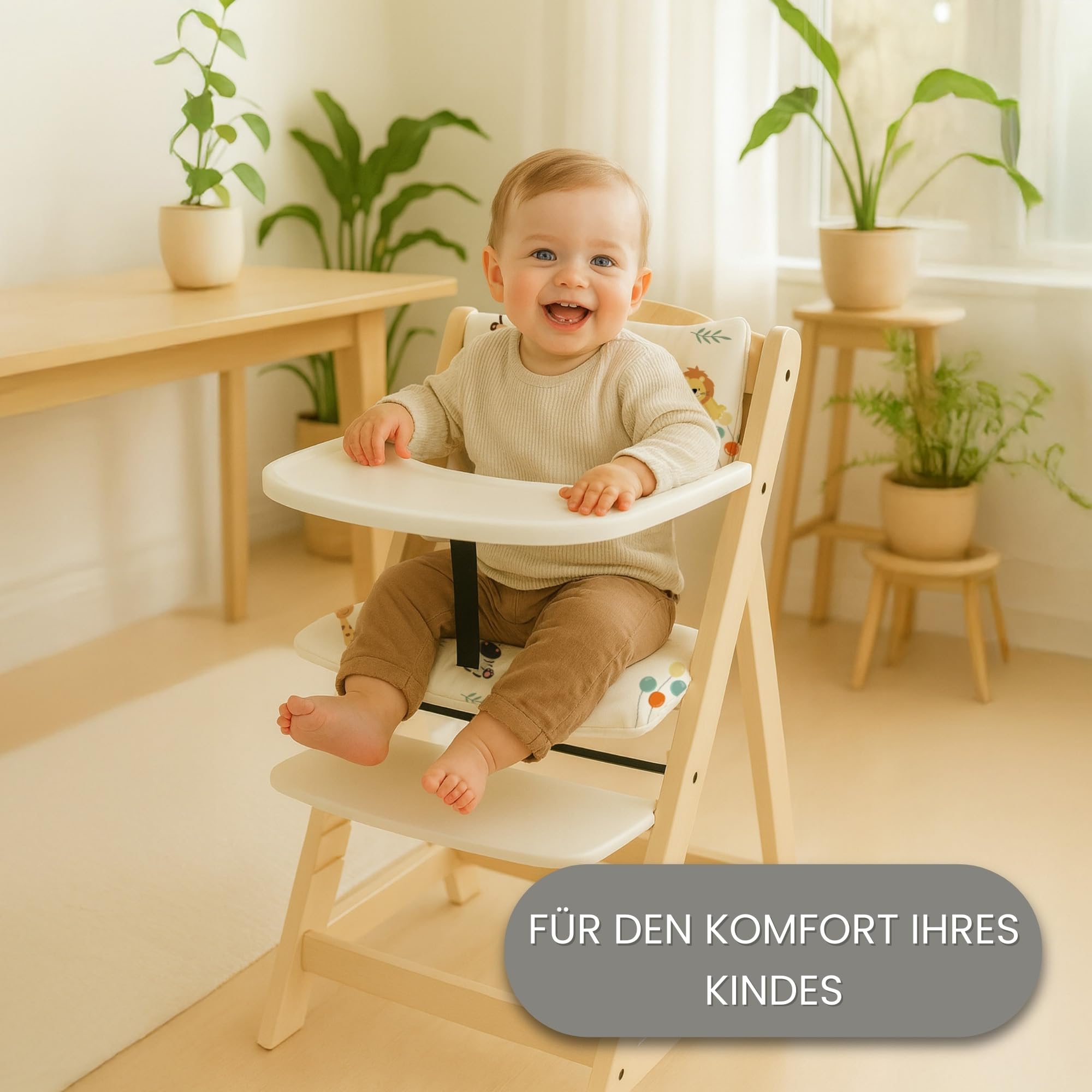 Copri seggiolone pappa universale 2 pezzi - copriseggiolone bambino e bambina per Hauck e Stokke cuscino imbottitura riduttore per sedia con un rivestimento impermeabile stabile Safari