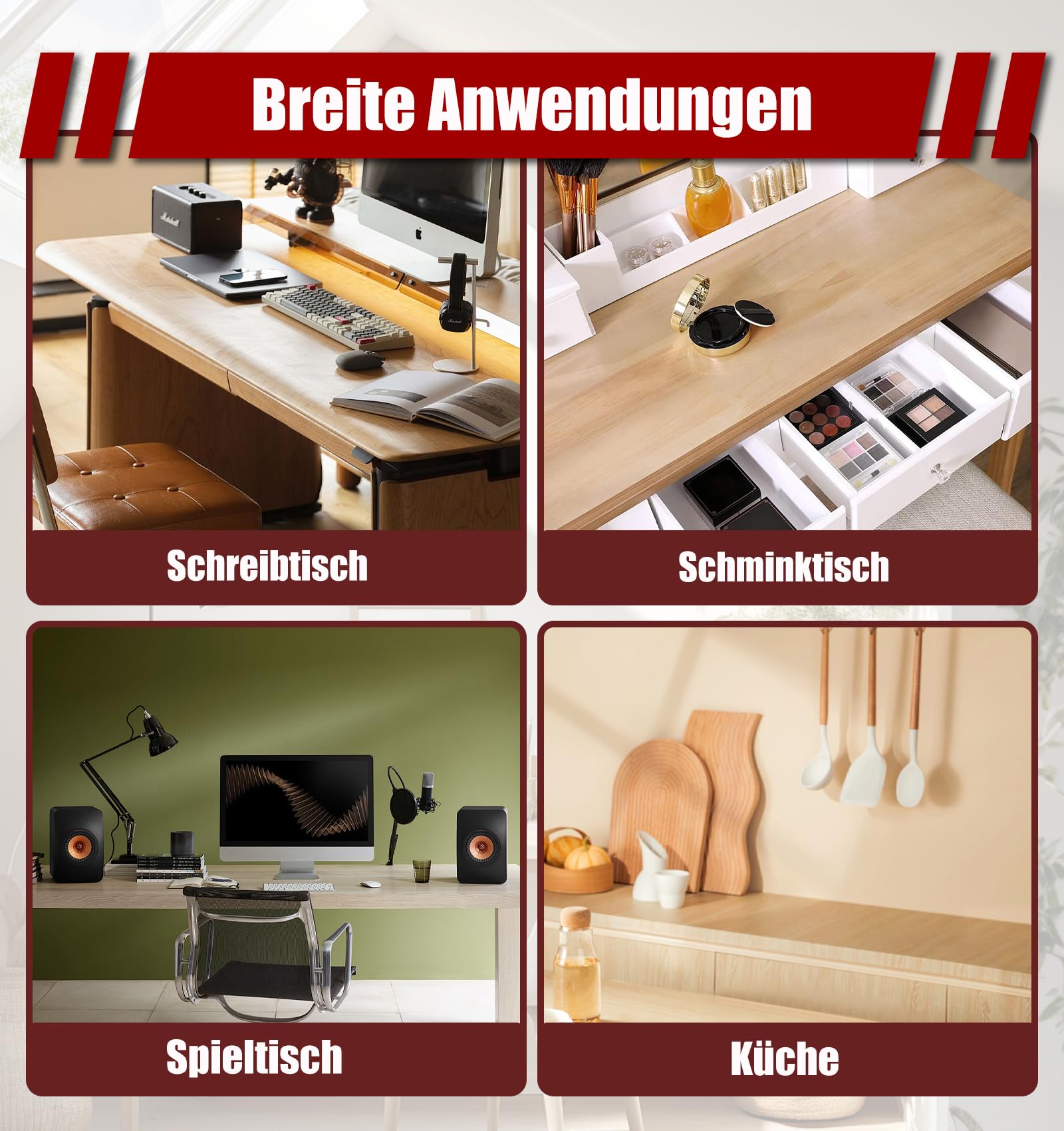 uyoyous Klemmbares Schreibtisch Organizer Regal 3 Tier Einstellbar Büro Organizer Kohlenstoffstahl Schreibtisch Erweiterung Klemmregal Schreibtischregal Tischregal für Büro, Home, Schule (44×22×39cm)