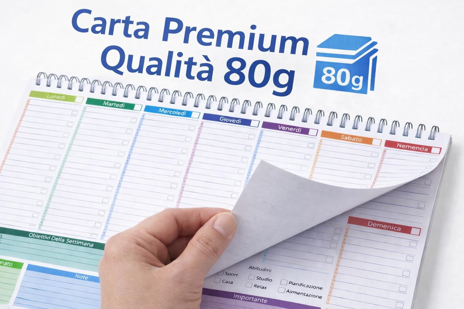Planning Settimanale da Tavolo 2026 - Agenda 2026 A3, Senza Date con 50 Fogli Planner Settimanale Da Tavolo Spiralato per Ufficio e Casa, Organizer Scrivania.