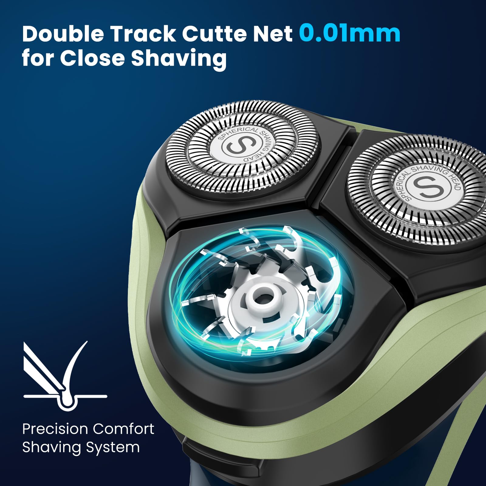 Afeitadoras rotativas para hombre con recortadora desplegable (verde)