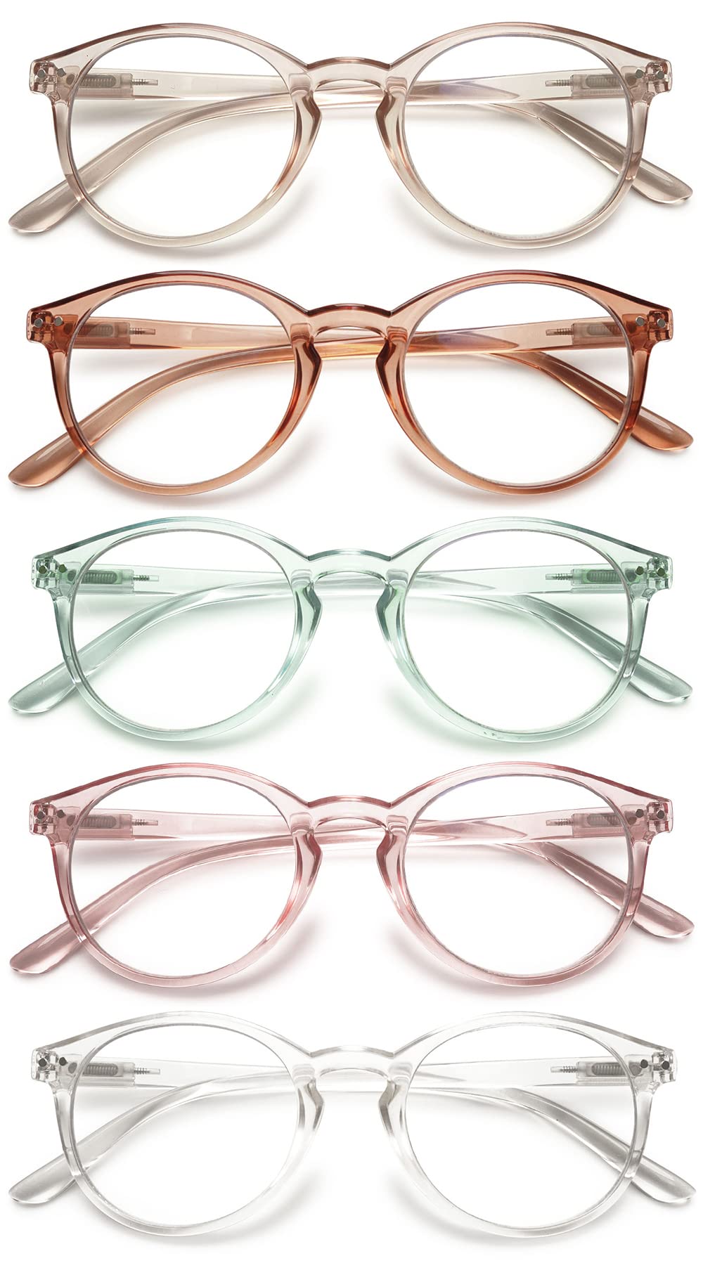 KOOSUFA Mode Anti Blaulicht Lesebrille Runde Federscharnier Damen Herren | Blaulichtschutz, Komfort, Modern Retro-Optik, Vollrand, PC-Rahmen, Harzlinsen, Mehrere Farboptionen, 0.0 bis 4.0x