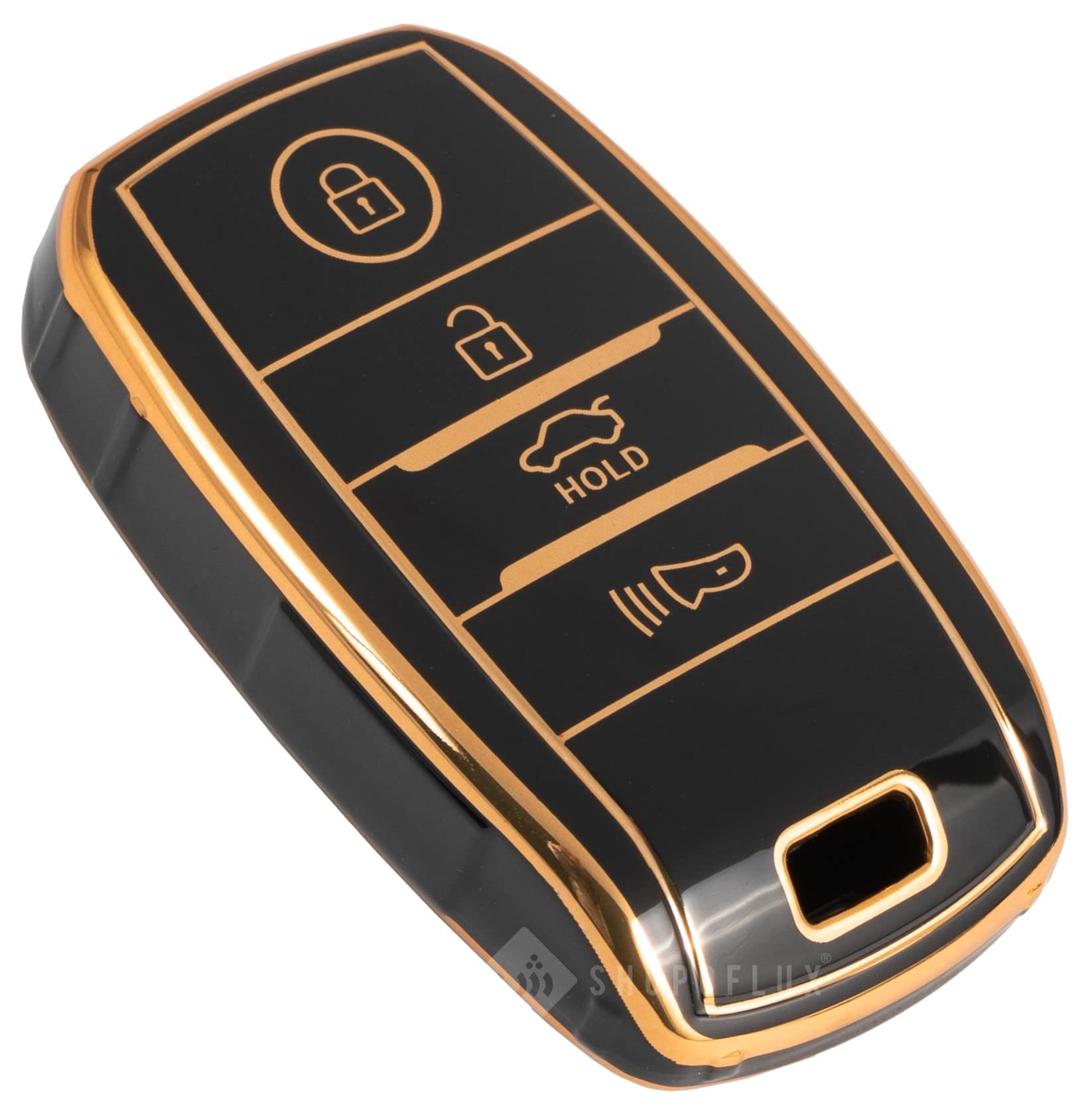Shopoflux® TPU Key Cover fit for KIA Seltos 4 Button Smart Key (Black)