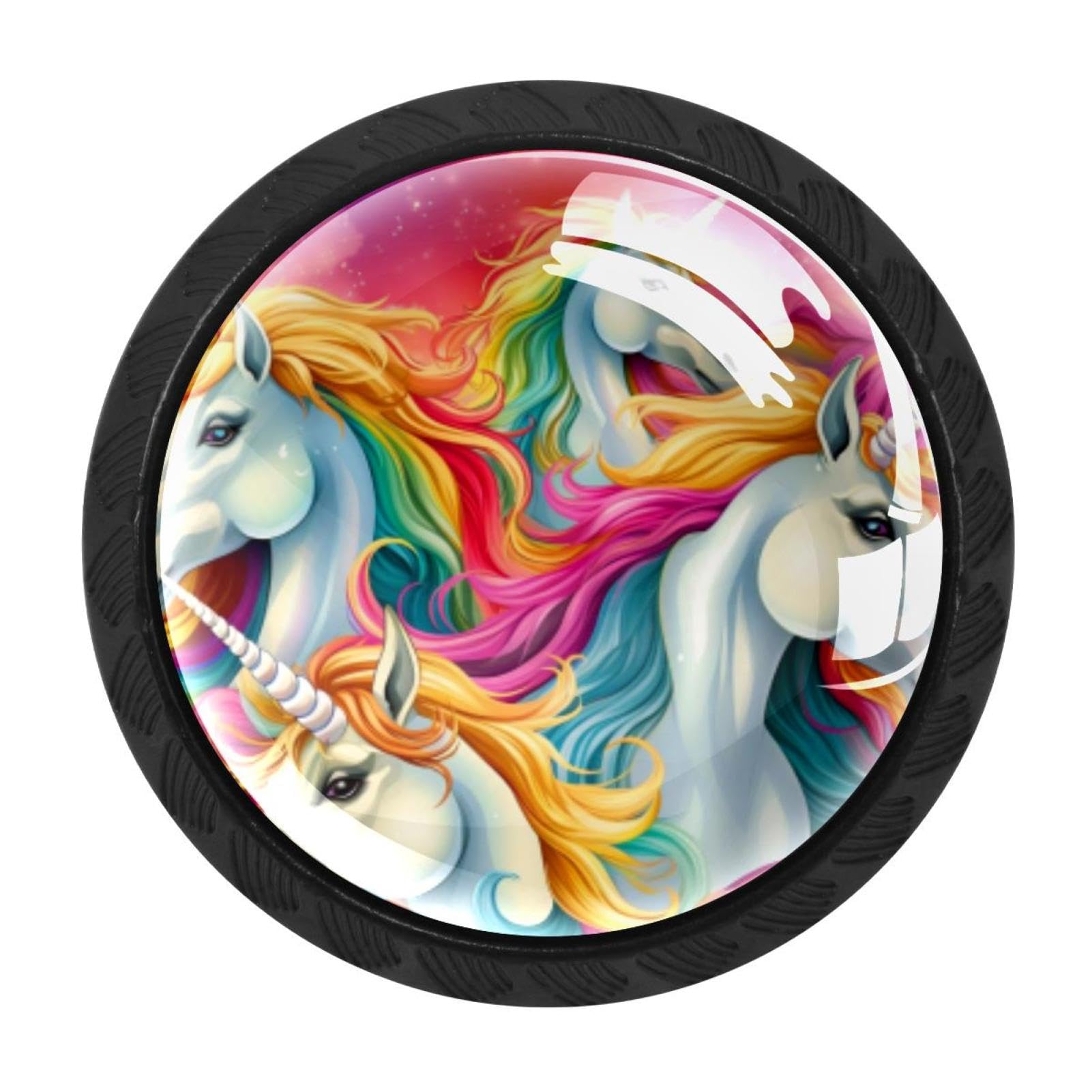 Chenzzzz Multicolored 03 4 Pack Rainbow Unicorn Dresser Drawer Cabinet Knobs Round Crystal Glass Knobs Pulls Handles For Kitchen Wardrobe Cupboard Door Hardware