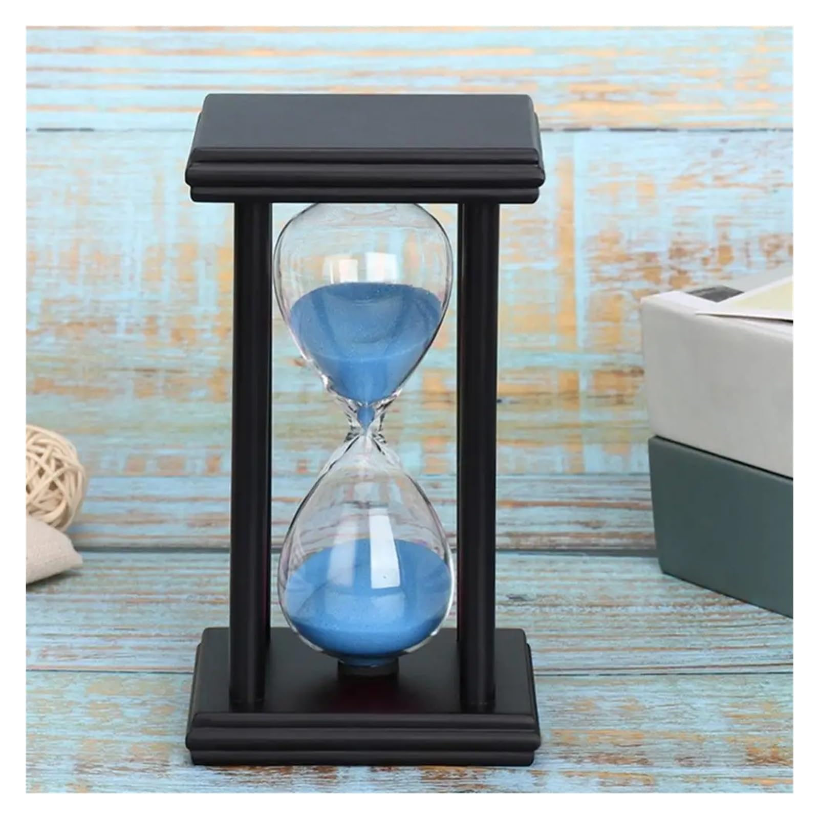 Sanduhr Uhren Sanduhren Timer Sanduhr Holz Sanduhr Geschenk Desktop Ornamente Dusche Timer Küche Schule Wohnkultur(White Blue 60 Min)