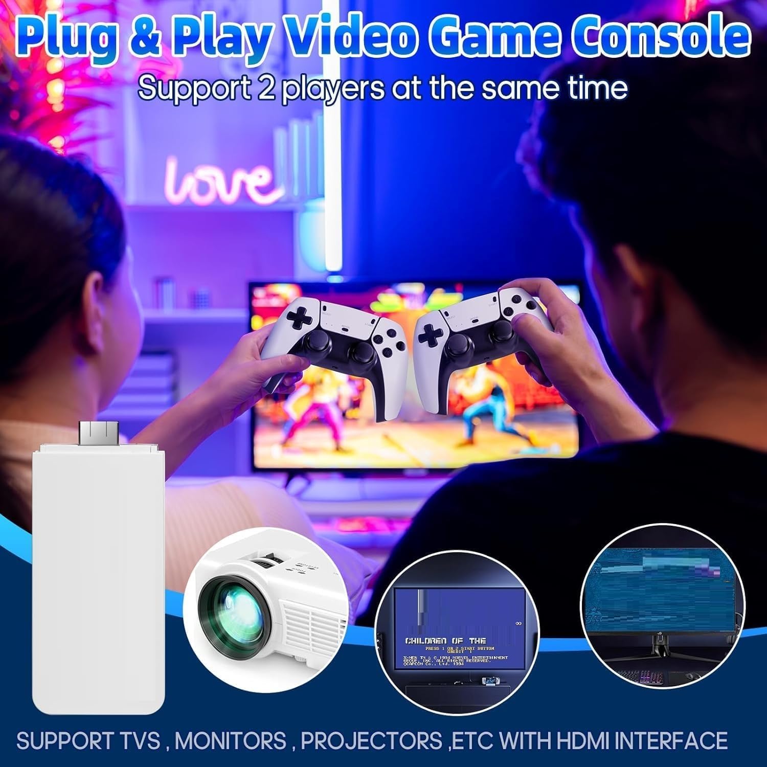 2026 4K TV Gaming Console | Plug & Play HDMI R-etro Style Game System with 2 Wireless Controllers | Family Entertainment Console | (Special Edition 2026) A2 3