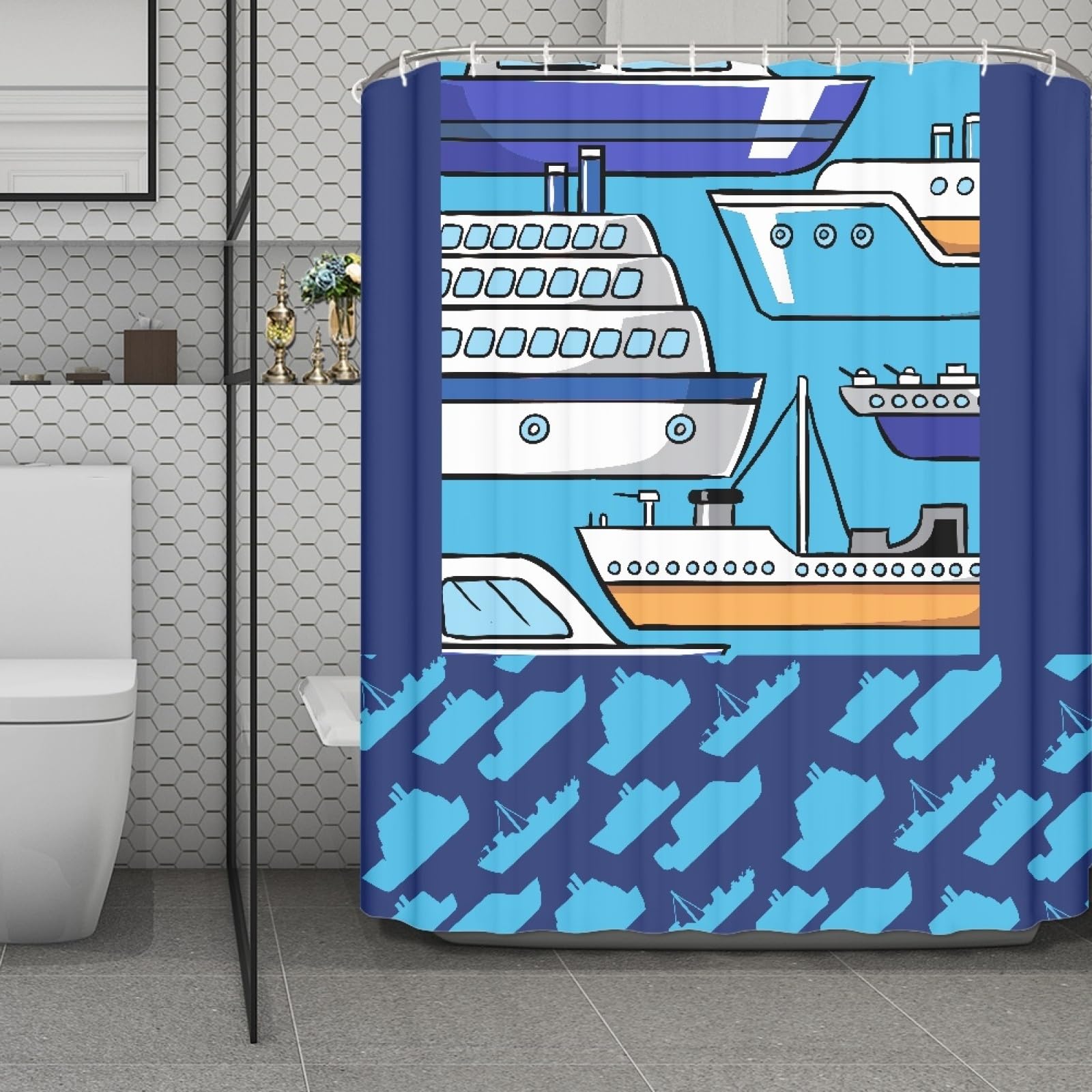 Rideau de douche 200x240 en tissu imperméable avec crochets de suspension