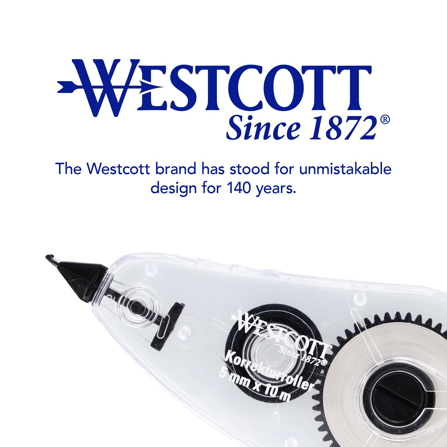 Westcott Rullo di correzione bianco 10 m x 5 mm preciso coprente scrivibile