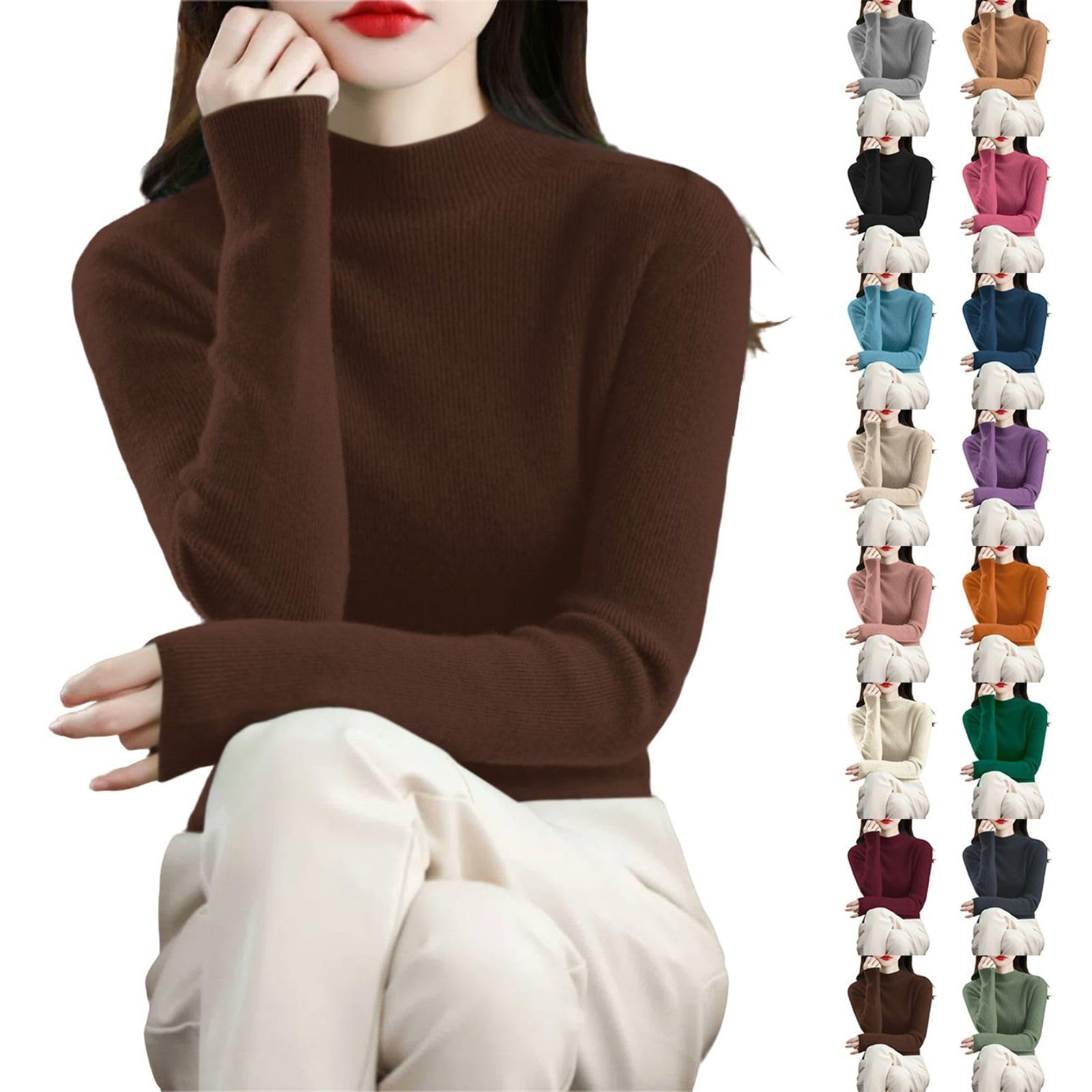 Warm Cashmere Sweaters for Women Crewneck Long Sleeve Loose Fit Pullover Sweaters Soft Dressy Casual Tops 2026