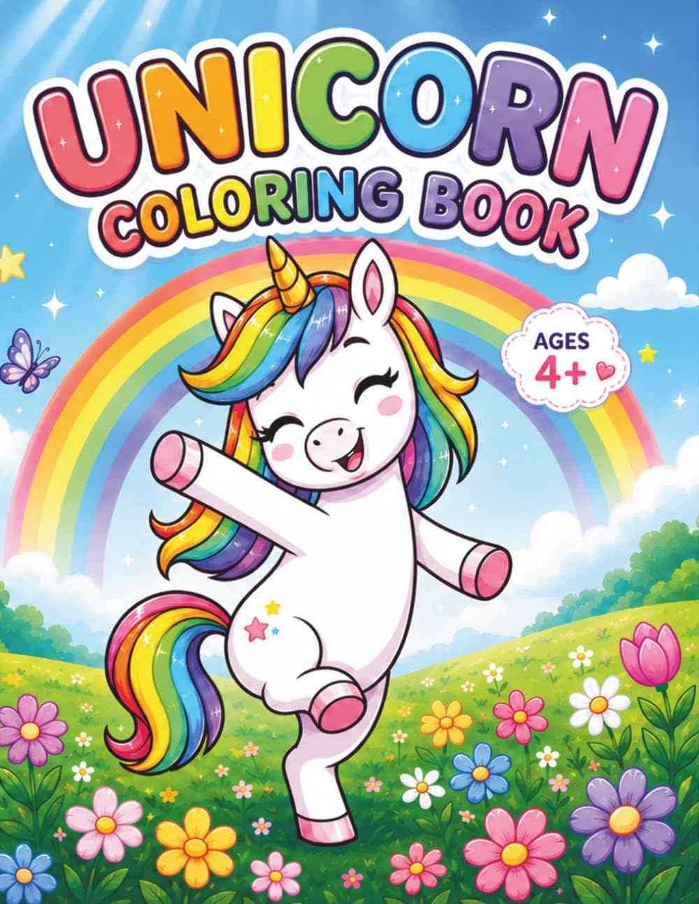 Unicorn Coloring Book for Kids Ages 4+: Cute Unicorns and Magical Scenes | Simple and Easy Coloring Pages
