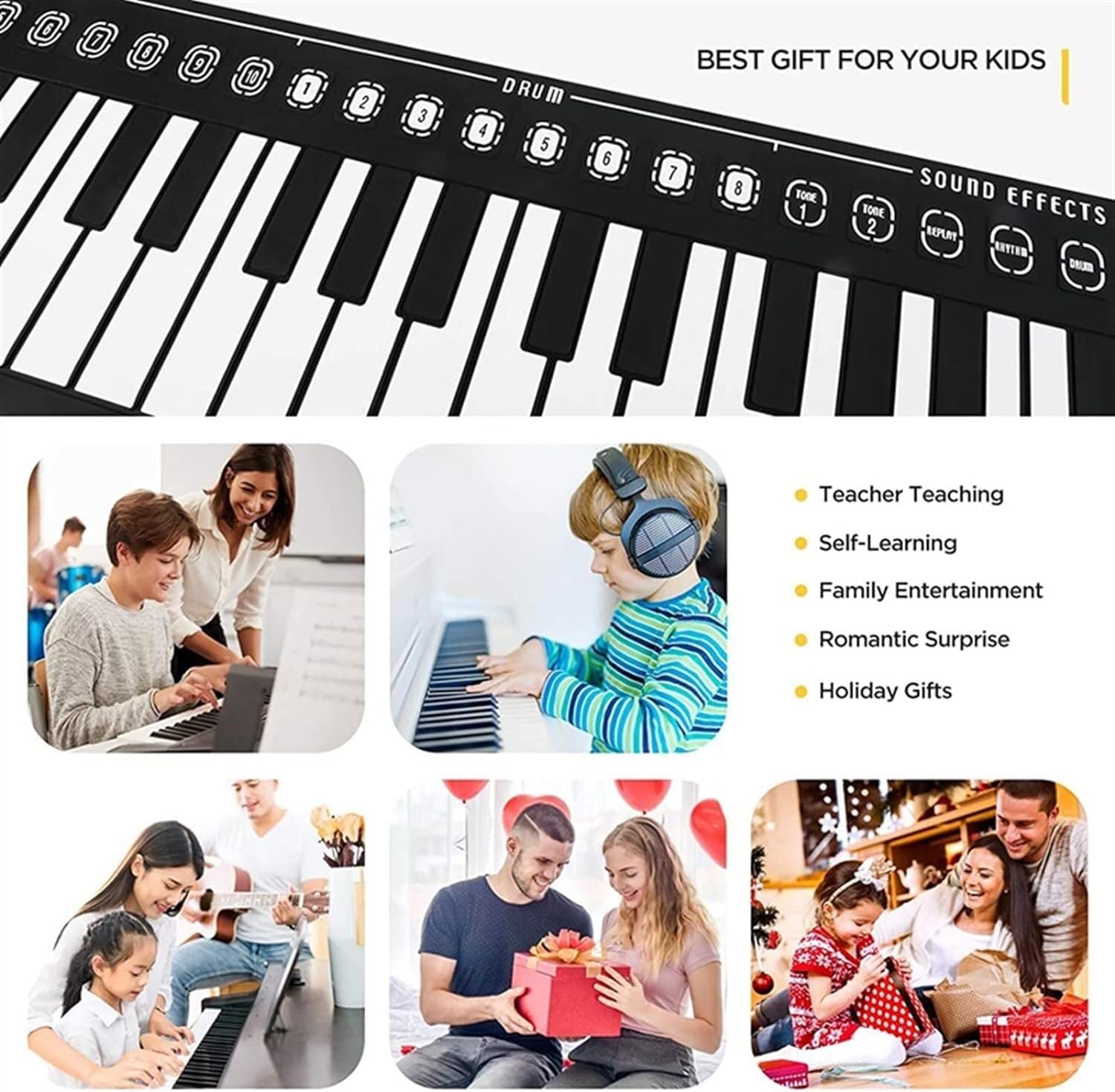 pianoforte digitale 49 tasti pesati | Elettronica ​pianoforte con altoparlante stereo integrato, Tastiera per bambini e principianti | CLAVIER