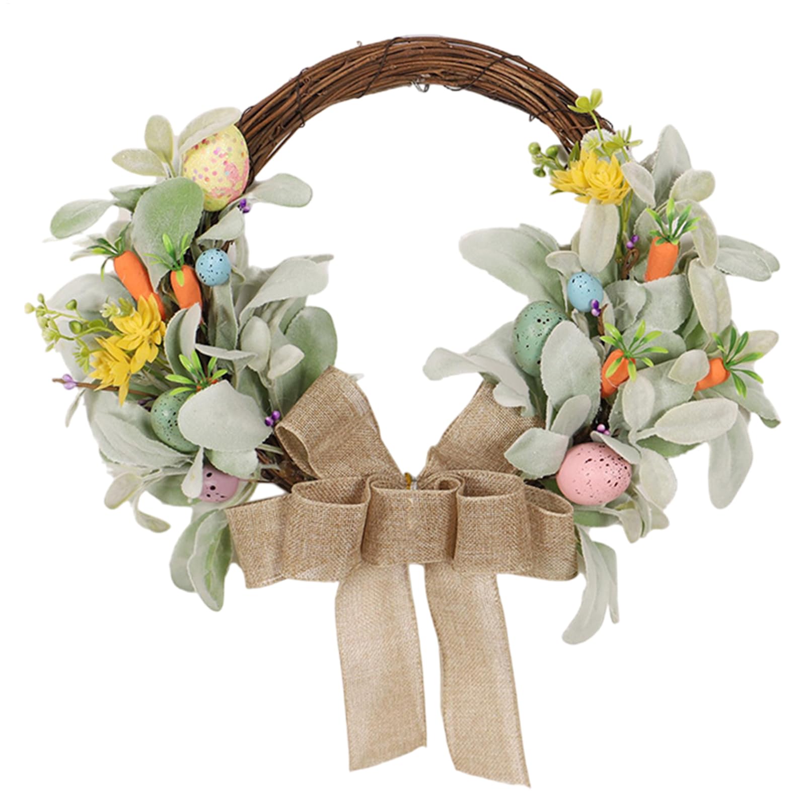 Couronne de Pâques artificielle printanière 40 cm pour panneau mural et décoration d'entrée