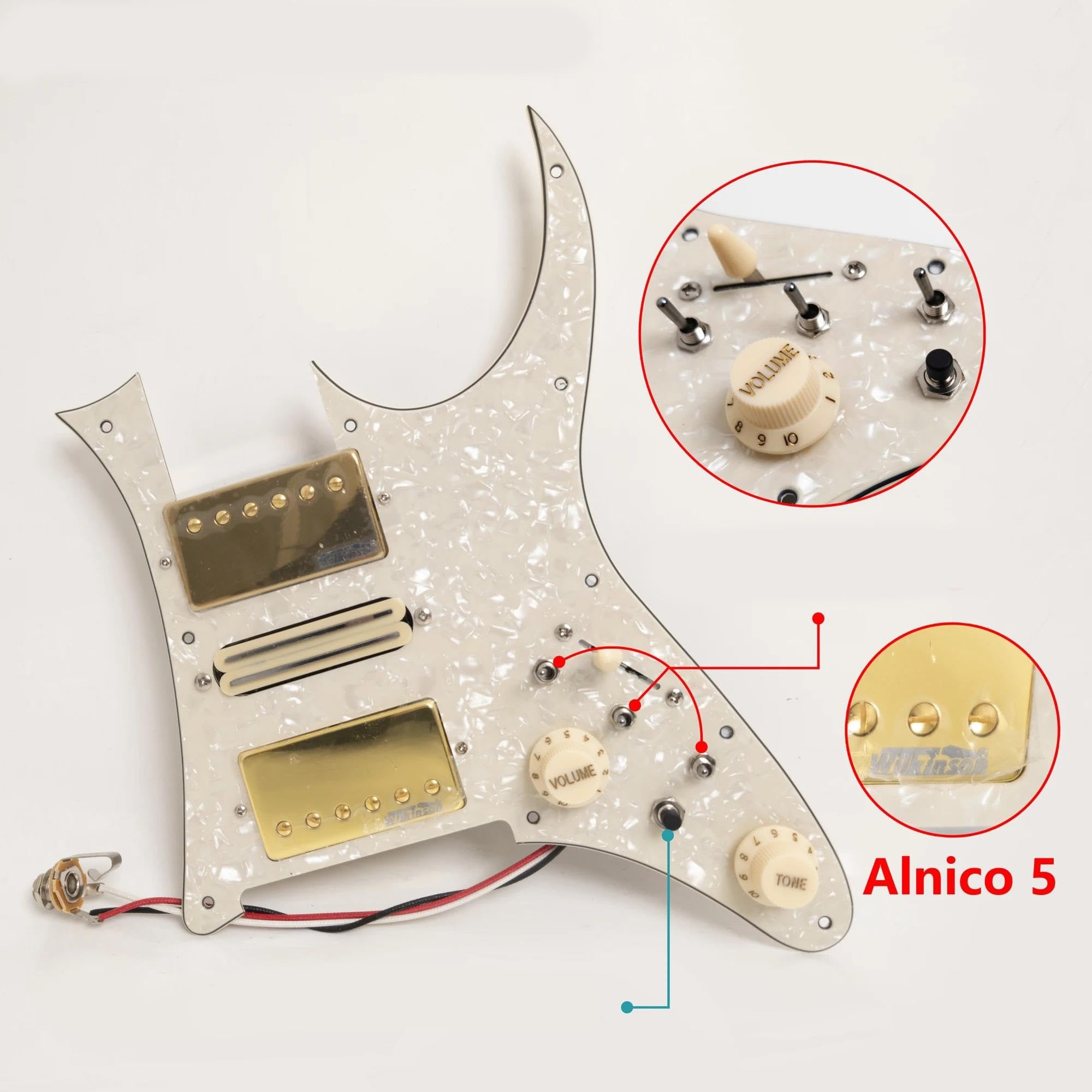 Do gitar elektrycznych RG gitara wstępnie okablowana załadowana maskownica z rozdzielaniem cewki Alnico 5 zestaw przetworników Humbucking HSH Zestaw Przetworników Pickguard