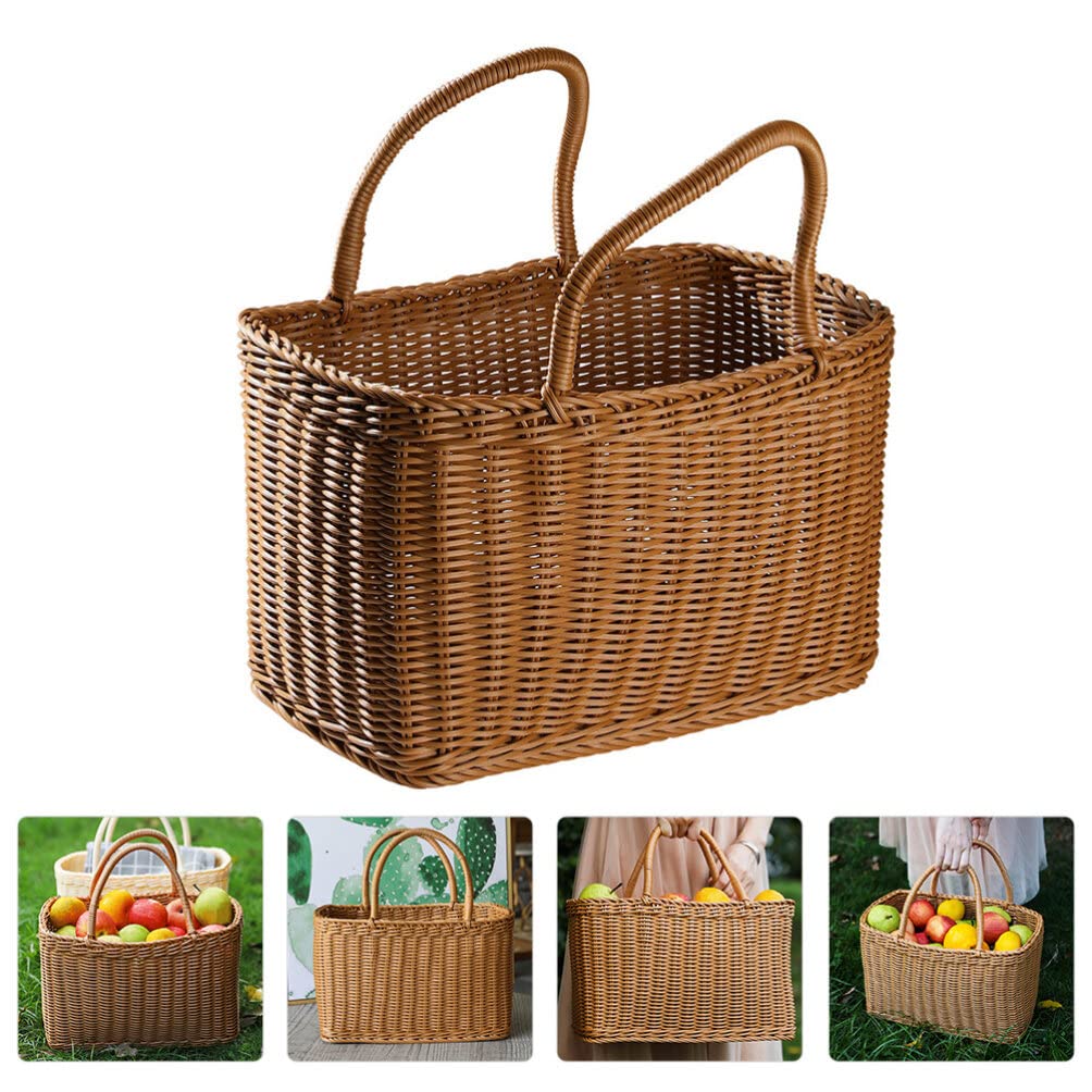 Ciieeo 1 Cesta Tejida Para Flores Cesta Bohemio Pequeña De Pascua De Frutas De Ratán De Picnic De Mimbre s De Compras Kits De Plantas Para Niños